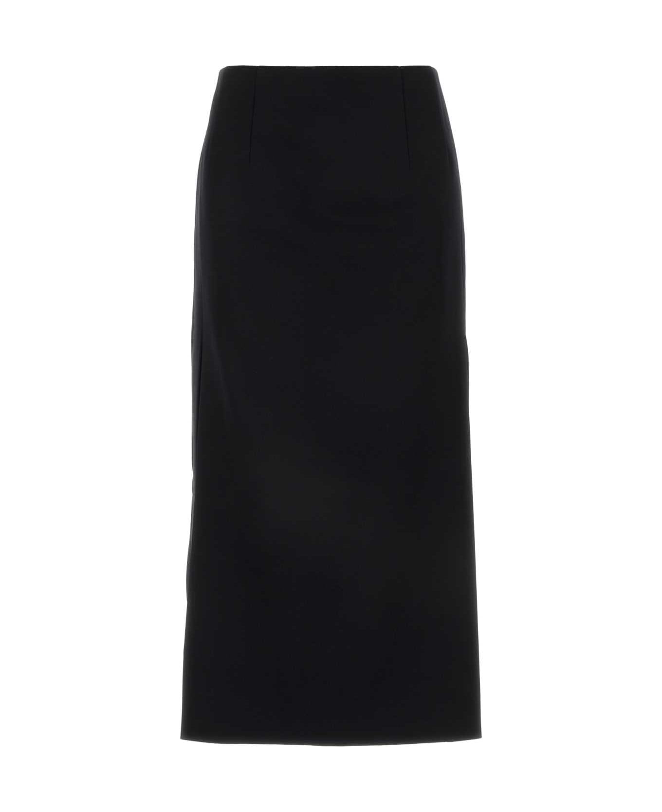 Valentino Garavani Grisaille Wool Midi Skirt - NERO