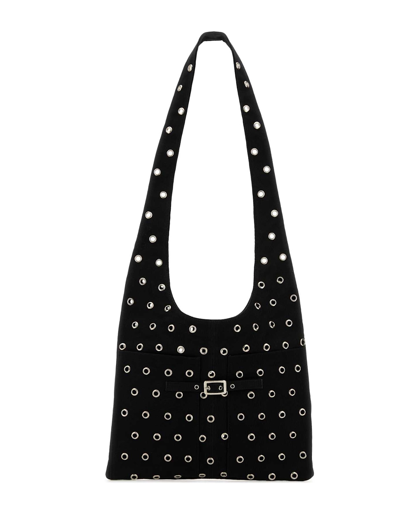 Gimaguas Black Denim Canvas Shoulder Bag - BLACK