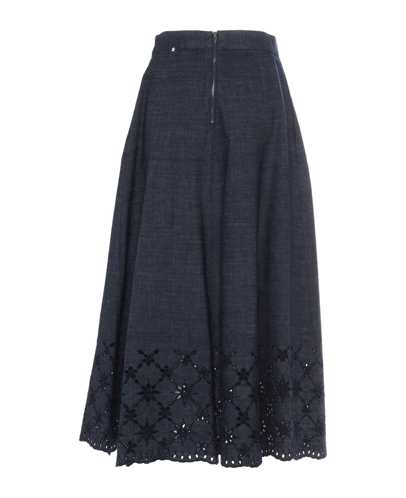 Lorena Antoniazzi Denim Skirt With Embroidery - BLUE