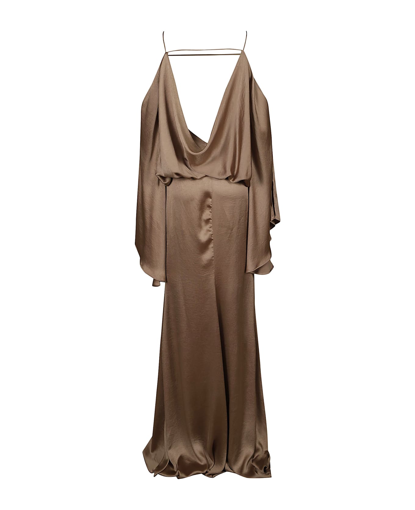 Blumarine Loose Fit V-neck Long Dress - Sandy Grey