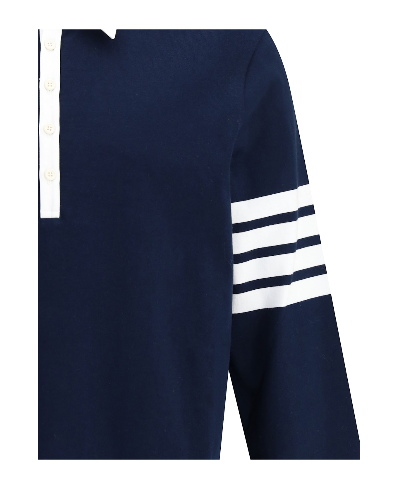 Thom Browne Cotton Polo Shirt With White Collar And Cuffs