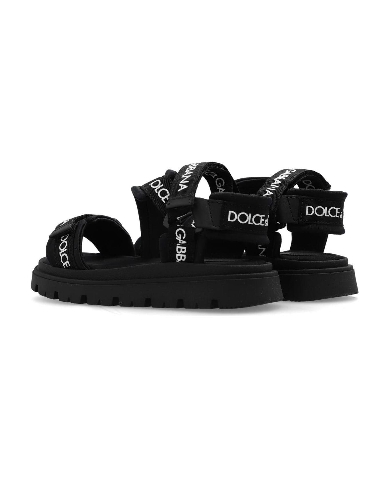 Dolce & Gabbana Kids Sandals With Logo - Black