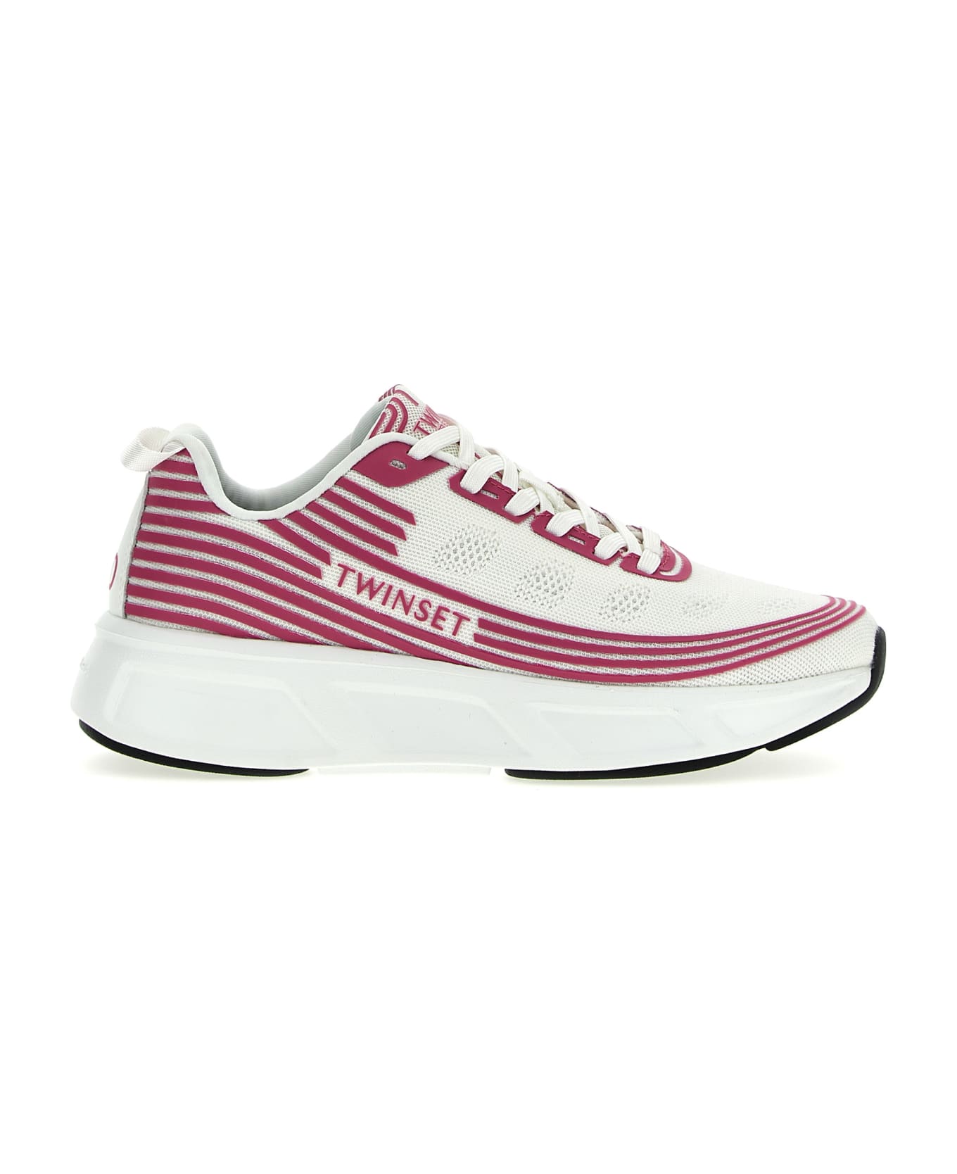 TwinSet Stretch Knit Sneakers - Fuchsia