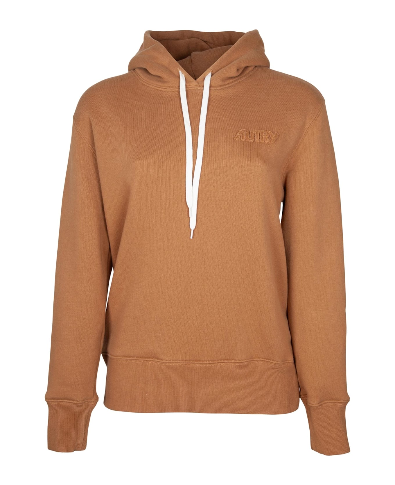 Autry Cotton Hoodie With Logo - Walnut