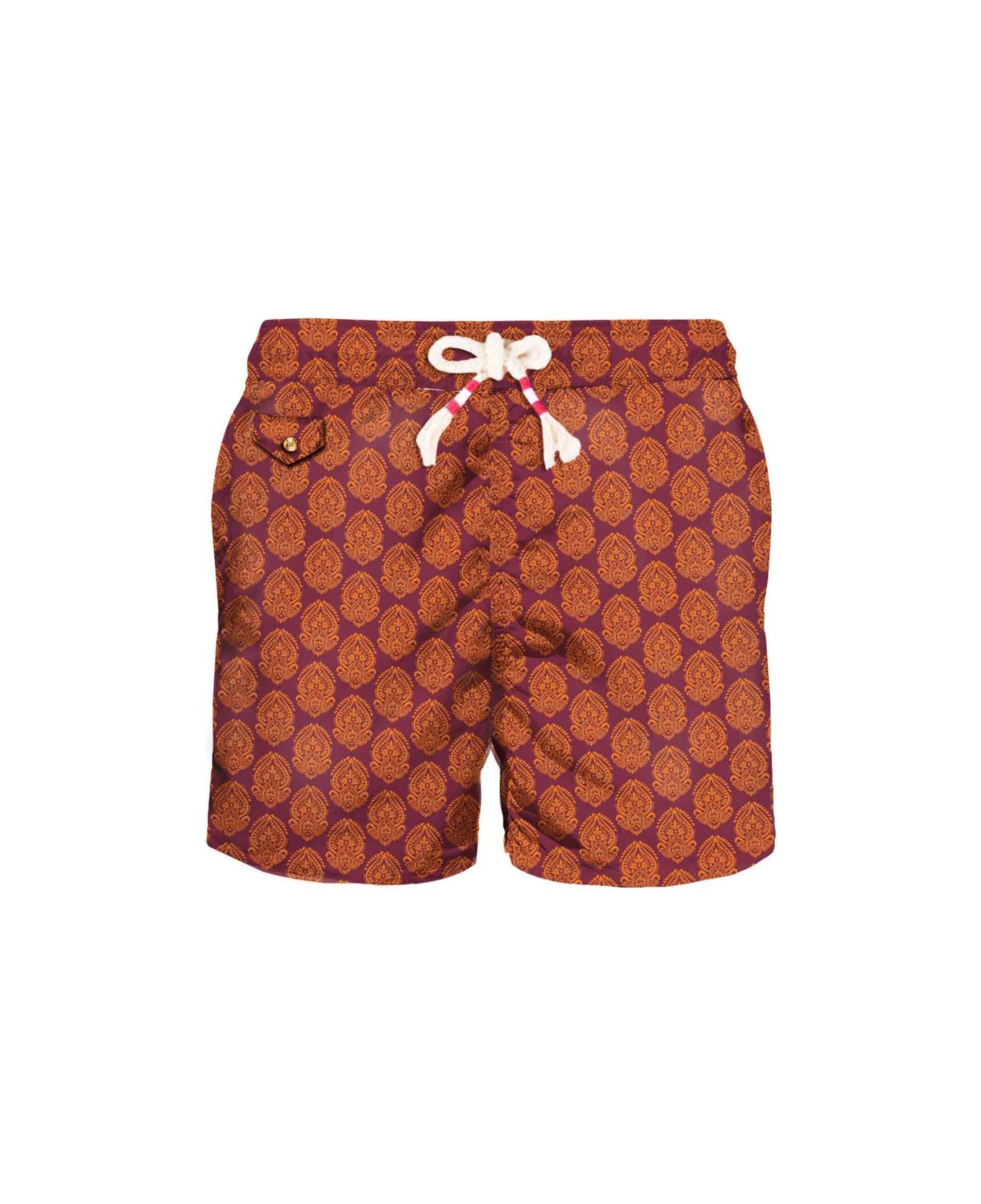 MC2 Saint Barth Light Fabric Man Swim Shorts Indian Print - RED