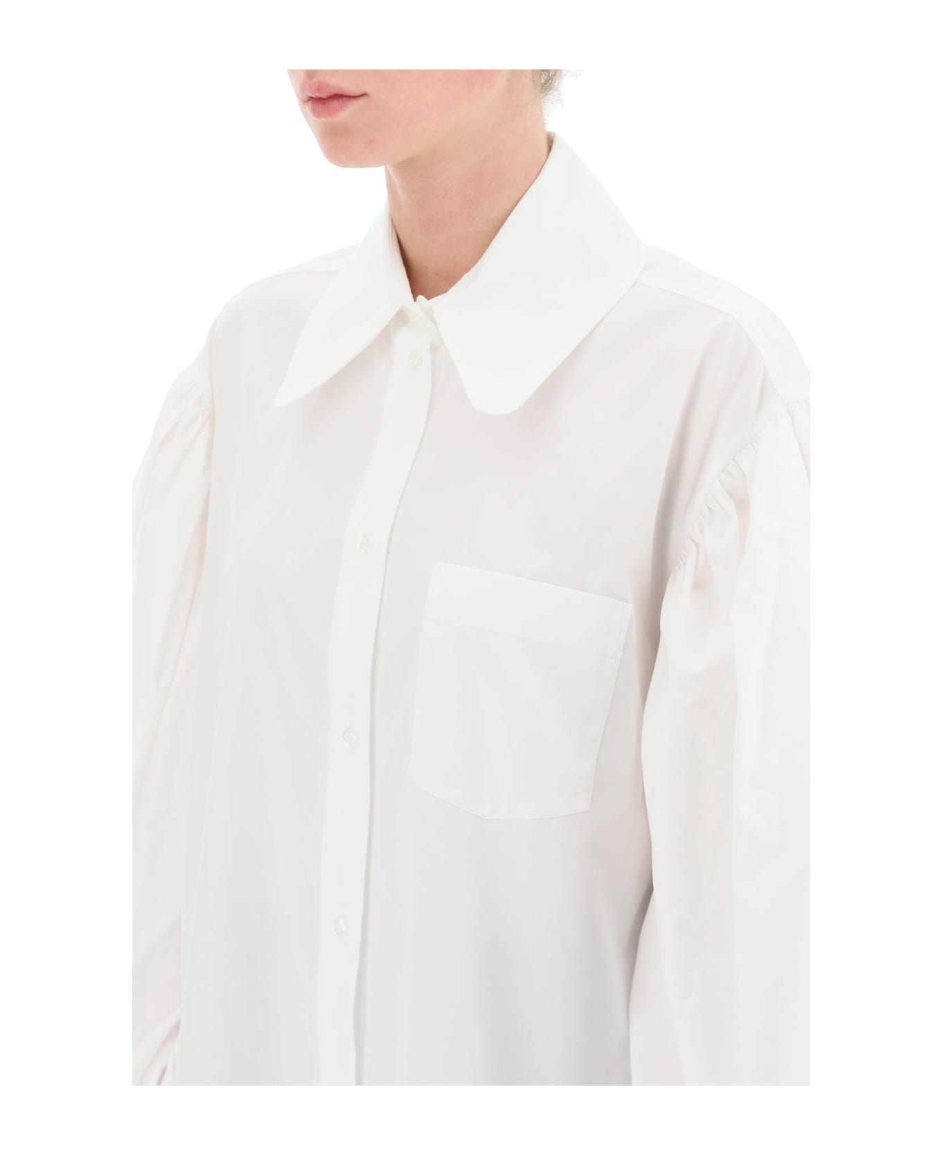 Simone Rocha Oversized Poplin Shirt With Puff Sleeves - WHITE (White)