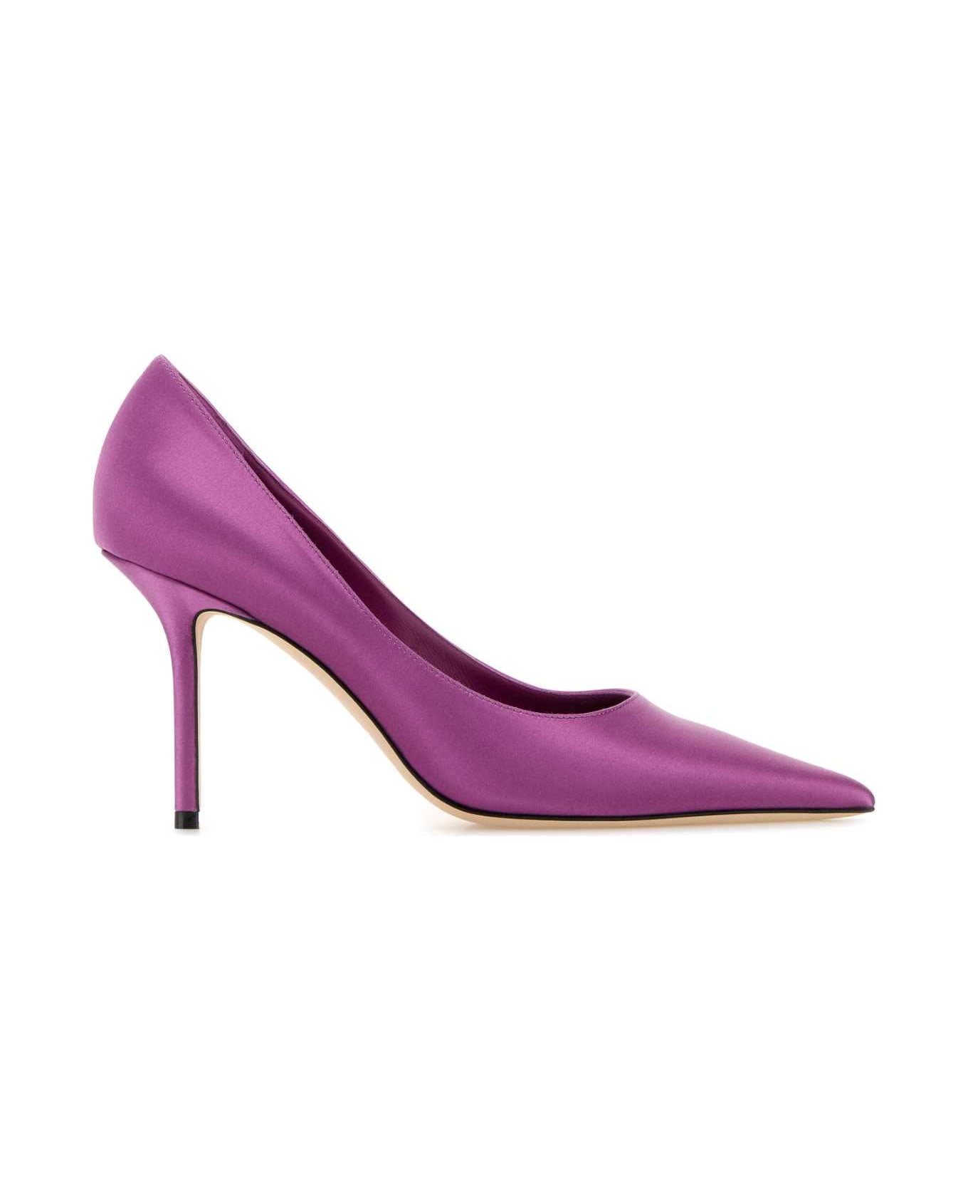 Jimmy Choo Purple Satin Love Pumps - VIOLETORCHID