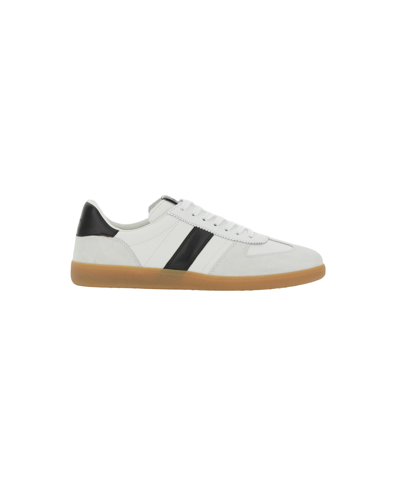 Tom Ford 
archer
 White Low Top Sneakers With Logo Lettering On Tongue And Heel And Contrasting Heel In Leather Man - White