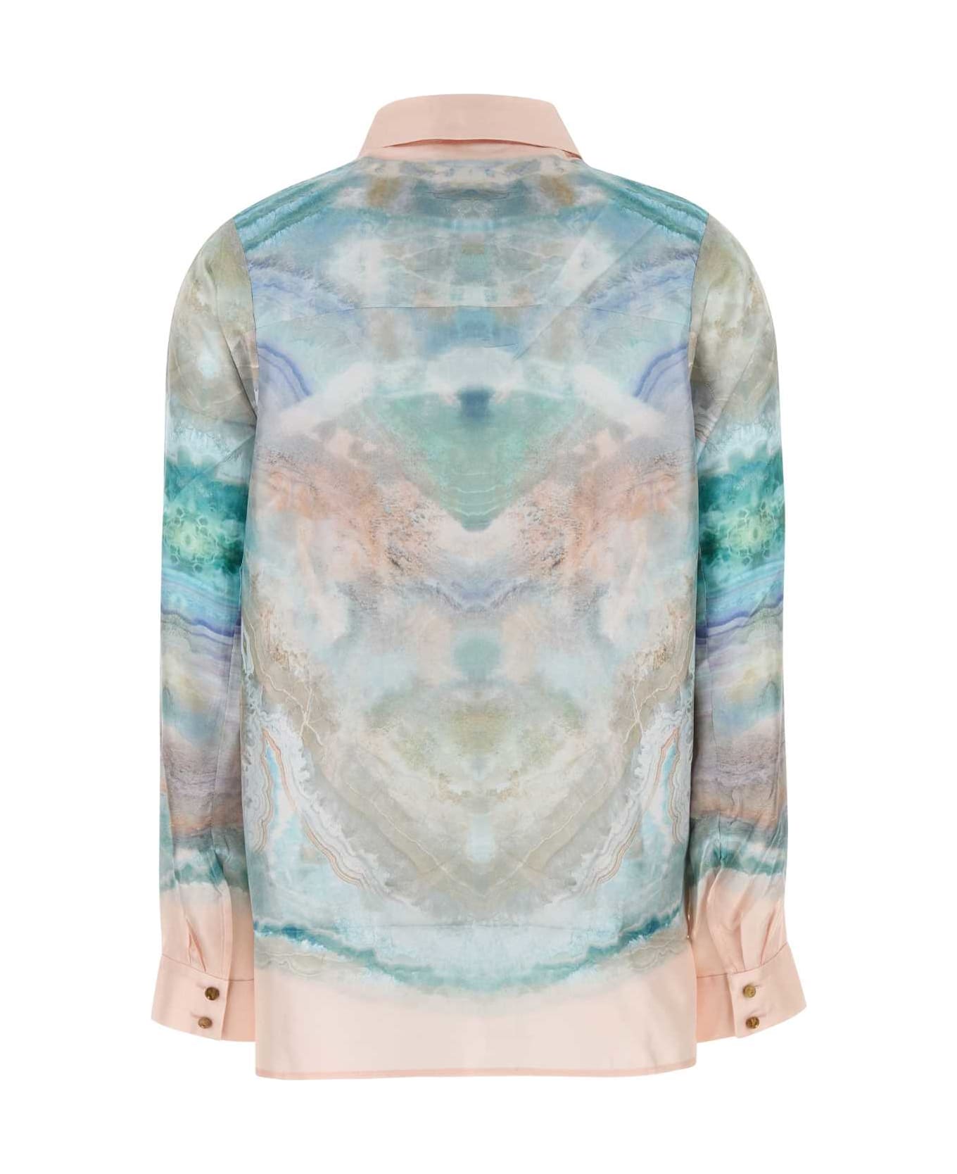 Zimmermann Printed Silk Illuminate Shirt - BLUEAGATE