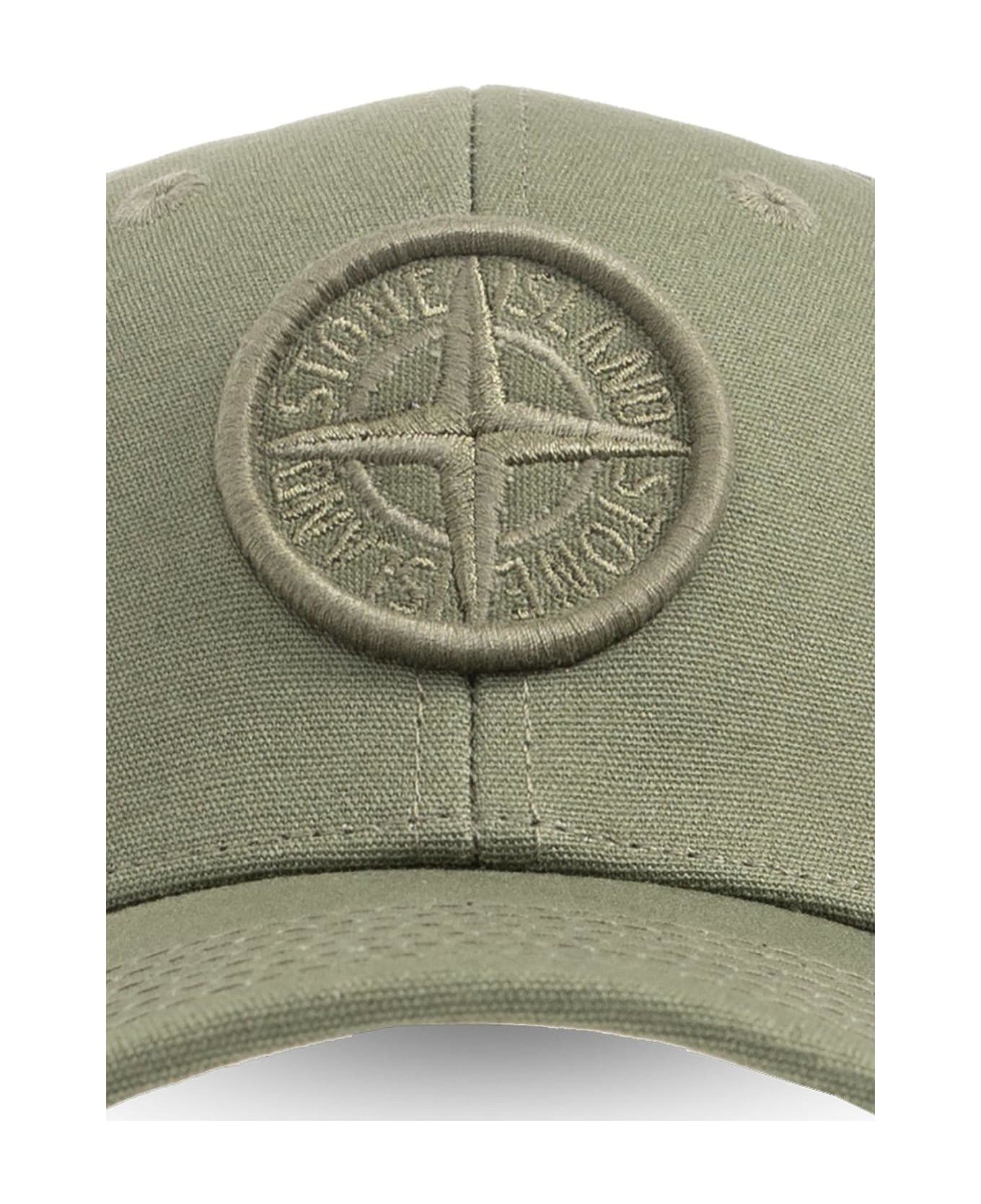 Stone Island Junior Compass-motif Curved Peak Baseball Cap - Olive アクセサリー＆ギフト