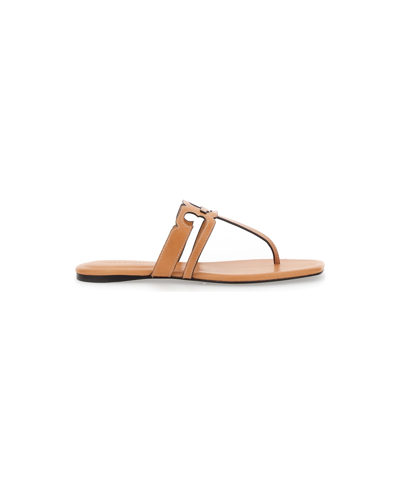 Tory Burch 'ines' Brown Sandals With Thong Design In Leather Woman - Brown