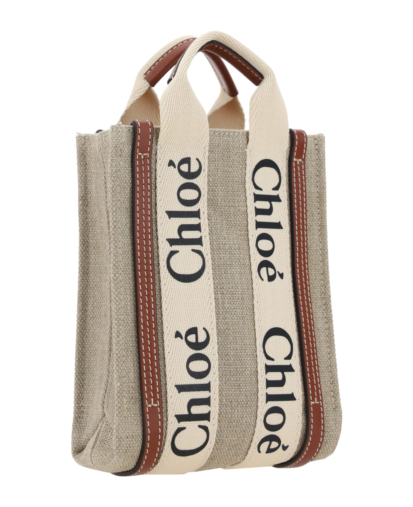 Chloé Handbag Mini Woody - White - Brown 1