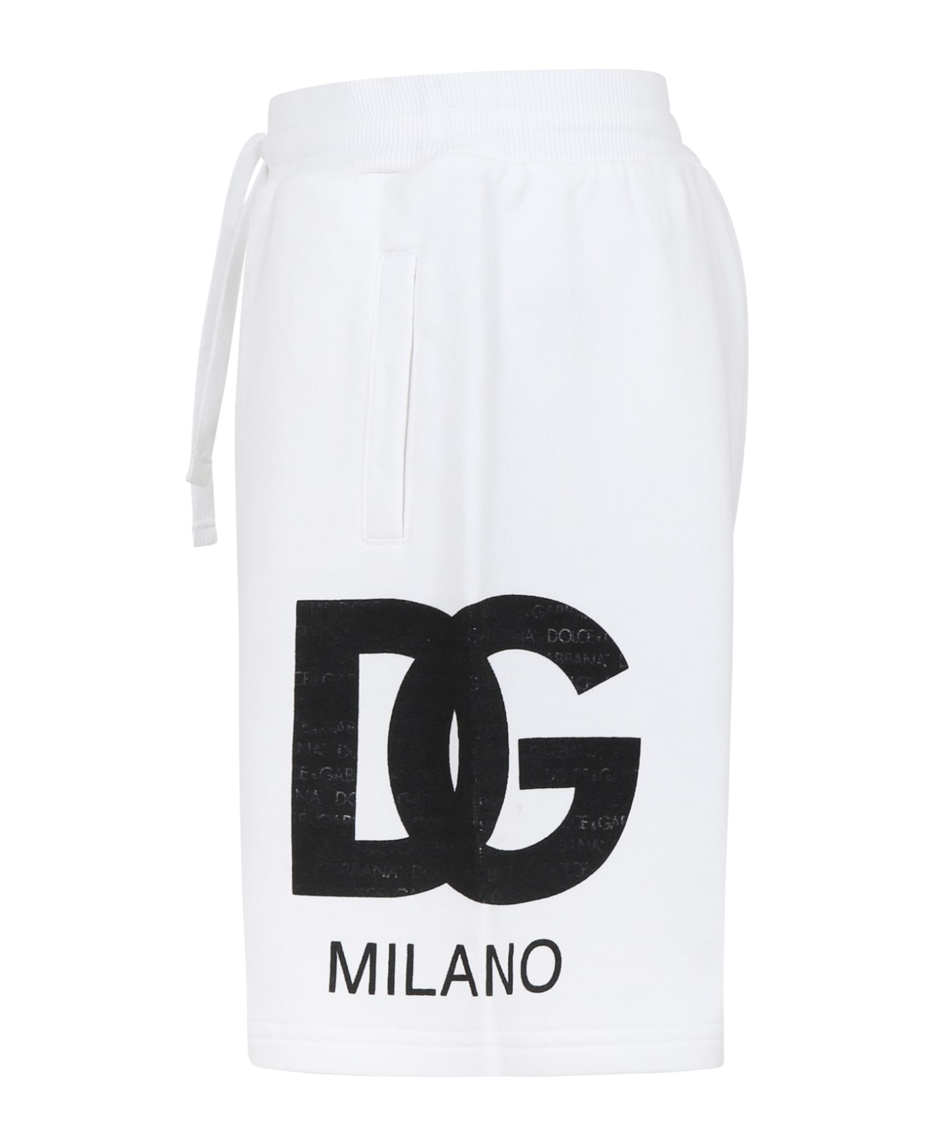Dolce & Gabbana White Shorts For Boy With Iconic Monogram - Bianco Ottico