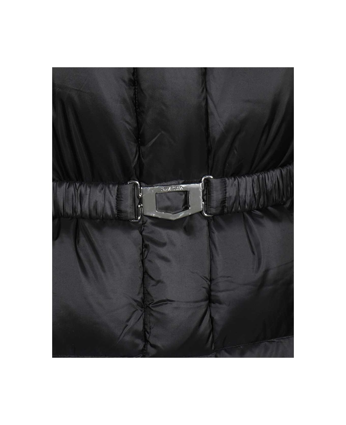 Duvetica Belted Hooded Long Down Jacket - black コート