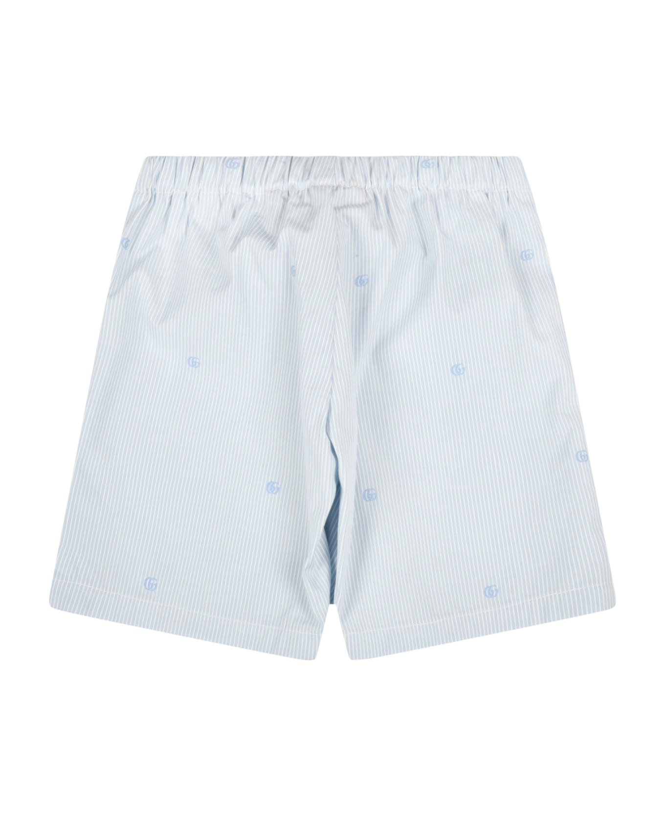 Gucci Light-blue Shorts For Baby Boy With Double Gg - Light Blue