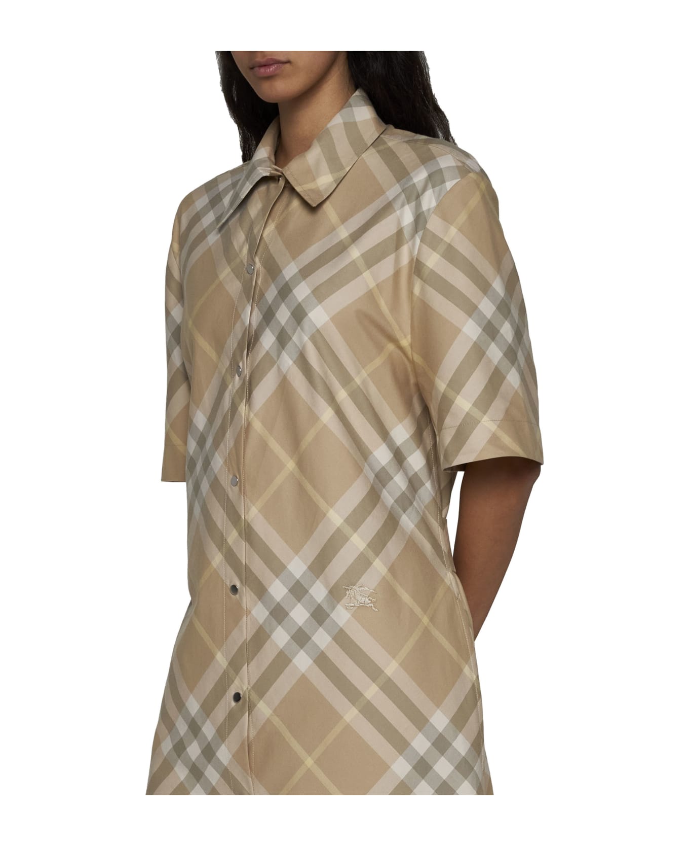 Burberry Vintage-check Short-sleeved Shirt Dress - Flax ip check