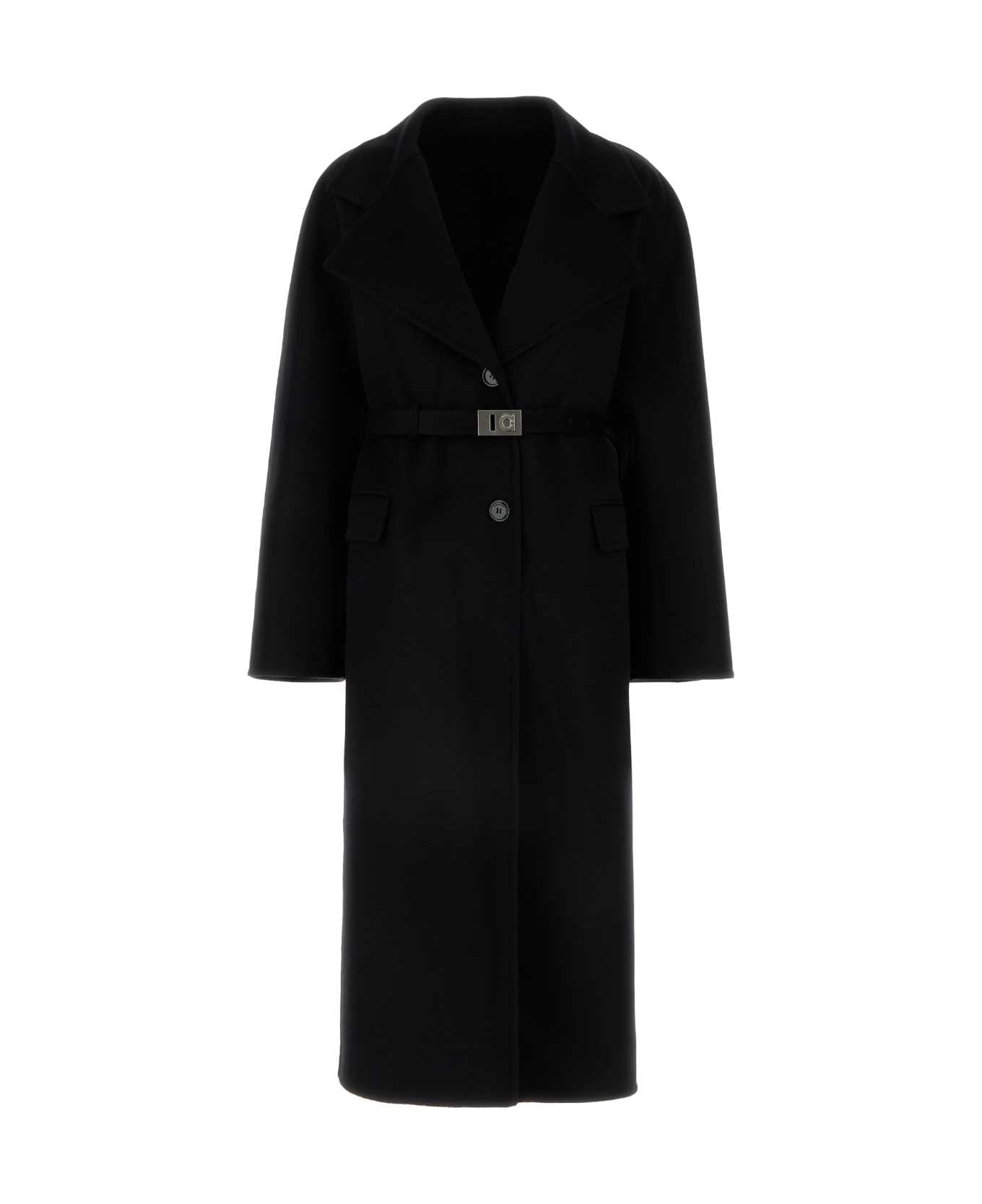 Ferragamo Black Wool Blend Coat - NERO