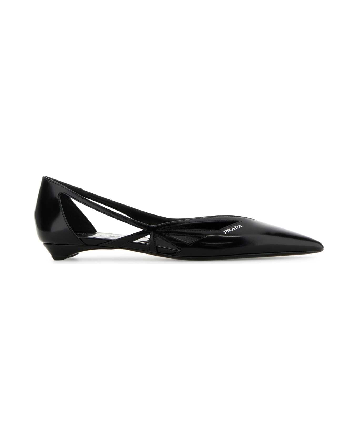 Prada Black Leather Ballerinas - NERO