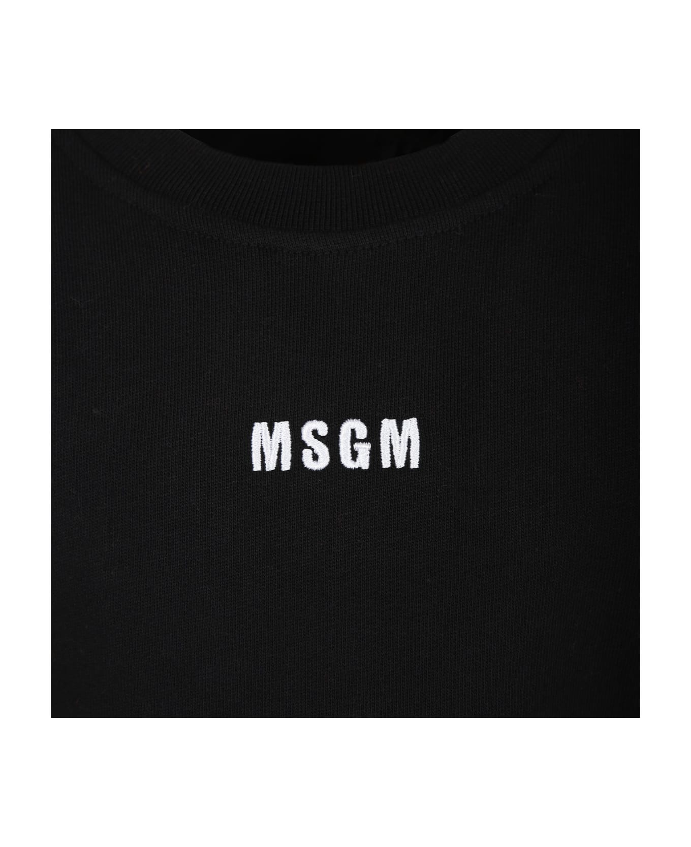 MSGM Fuchsia Sweatshirt For Girl With Logo - Black