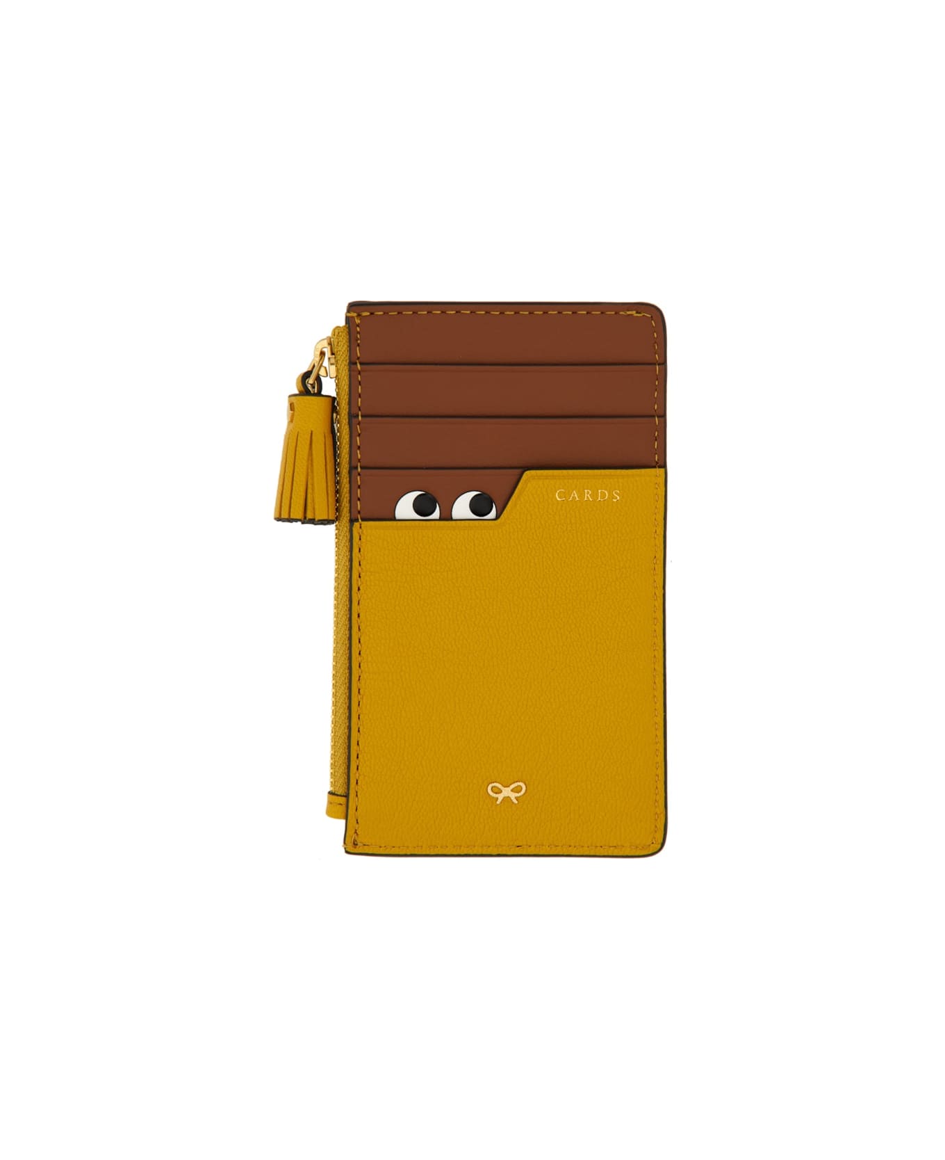 Anya Hindmarch Leather Card Holder - BEIGE 財布