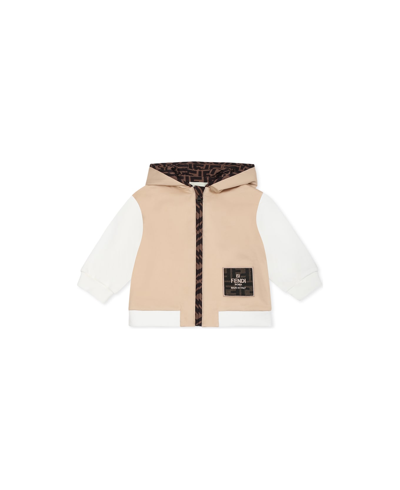 Fendi Beige Sweatshirt For Baby Boy With Ff - Beige