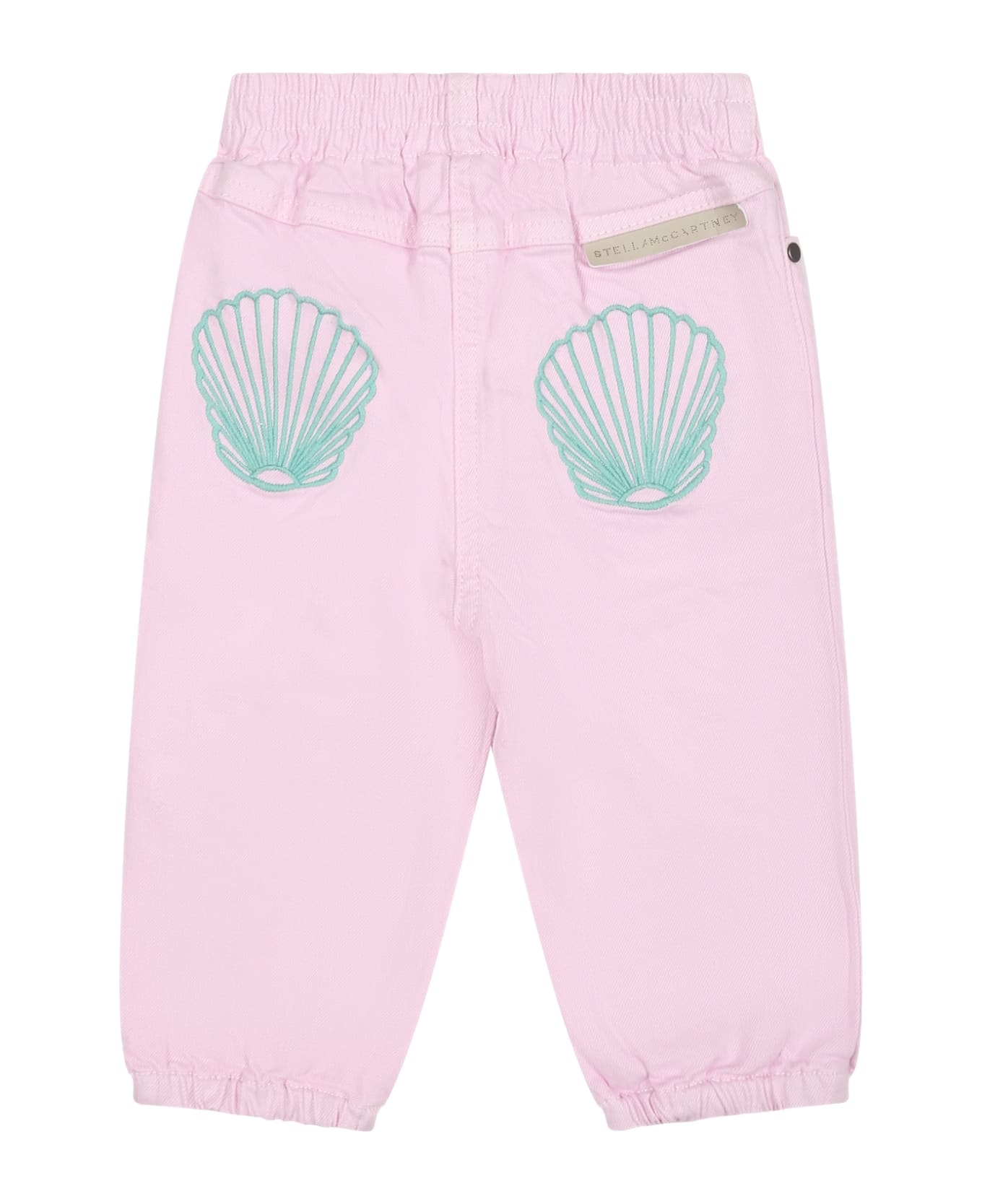 Stella McCartney Kids Pink Jeans For Baby Girl With Shells - Pink