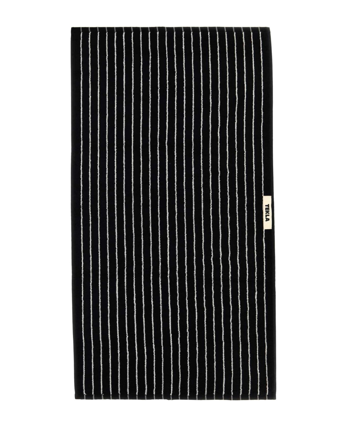 Tekla Embroidered Terry Towel - BLACK STRIPES