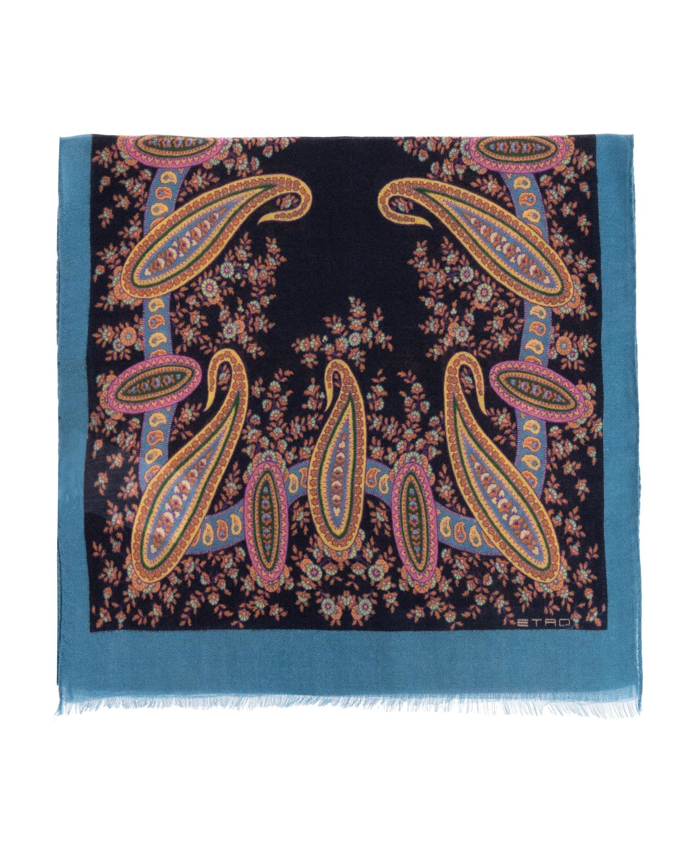 Etro Scarf With Decorative Pattern - BLACK/BLUE