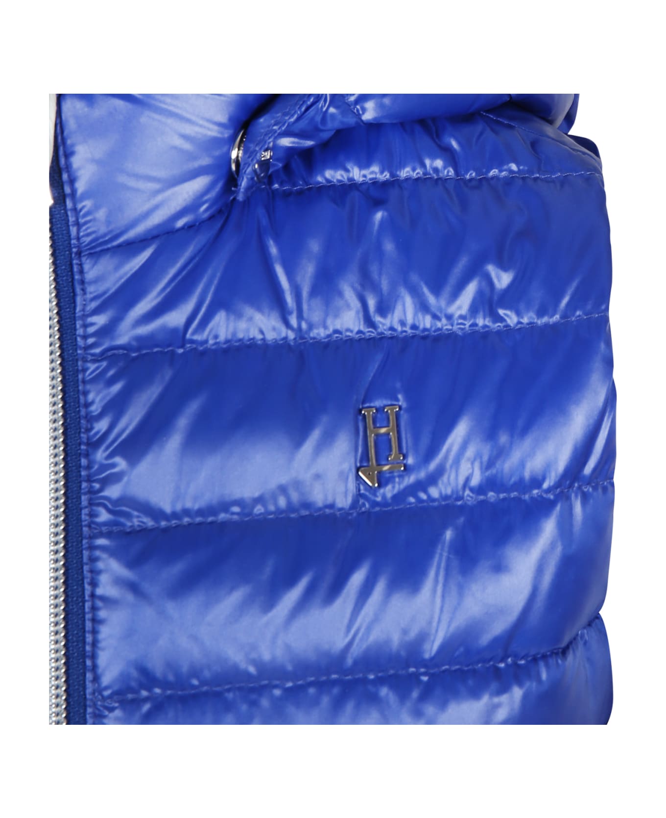 Herno Blue Vest For Boy With Logo - Blue コート＆ジャケット