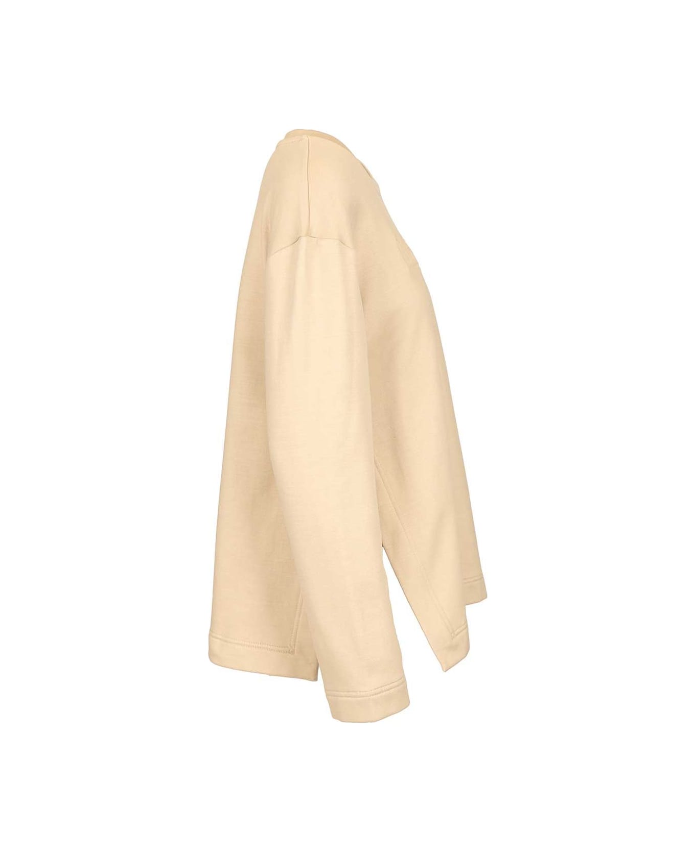 Max Mara Berma Crewneck Embossed Logo Sweatshirt - BEIGE