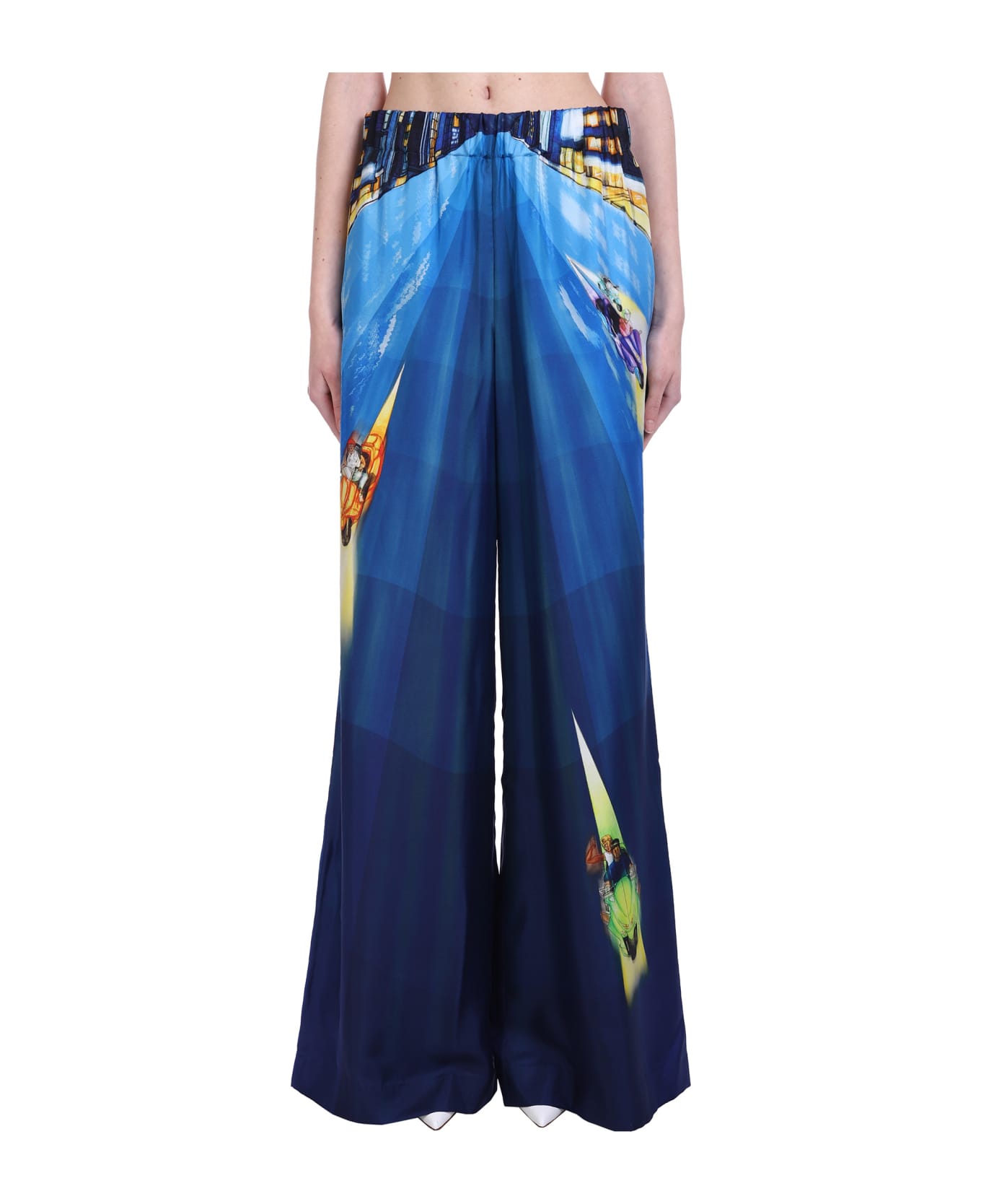 Casablanca Pants In Blue Silk - blue