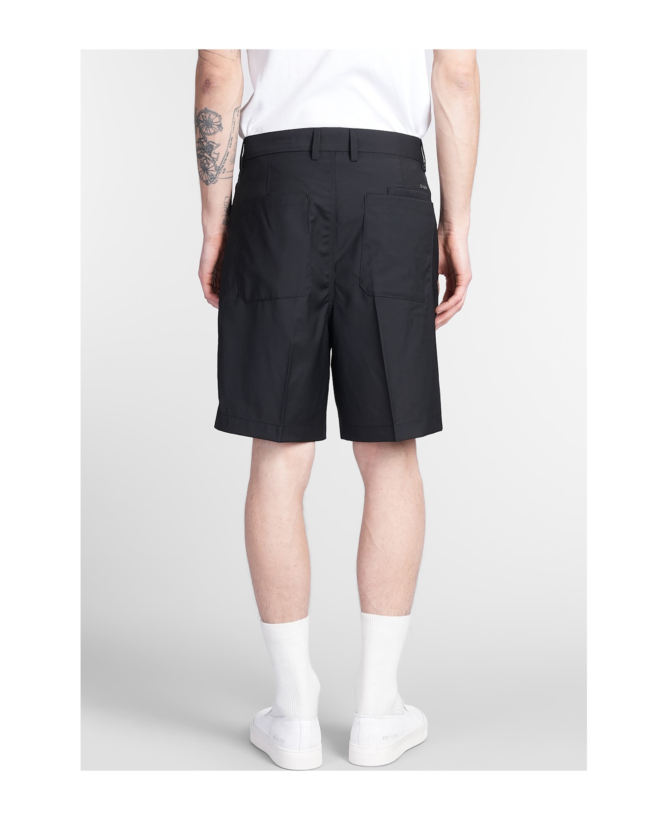 Emporio Armani Shorts In Black Wool - black