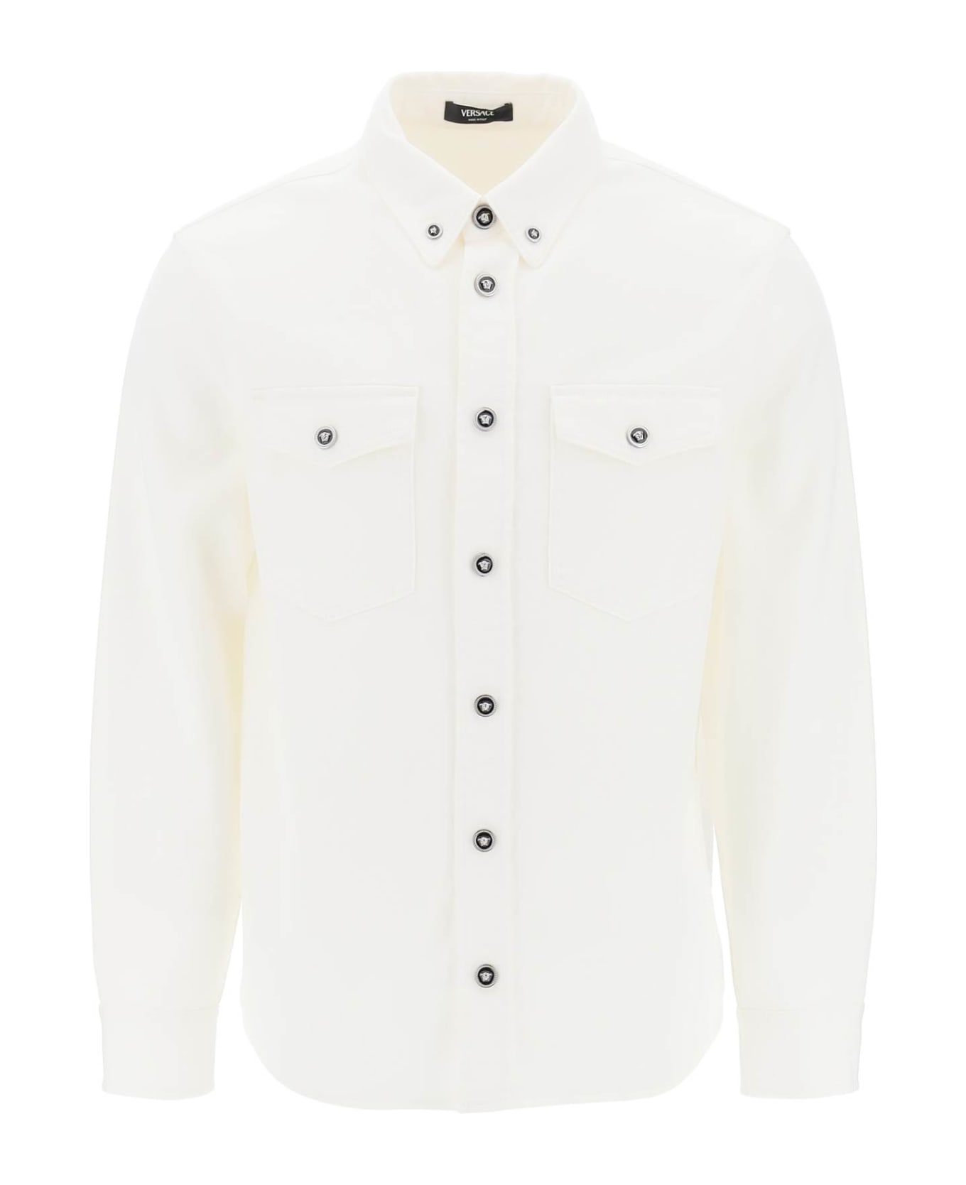 Versace Denim Shirt In White Cotton - White