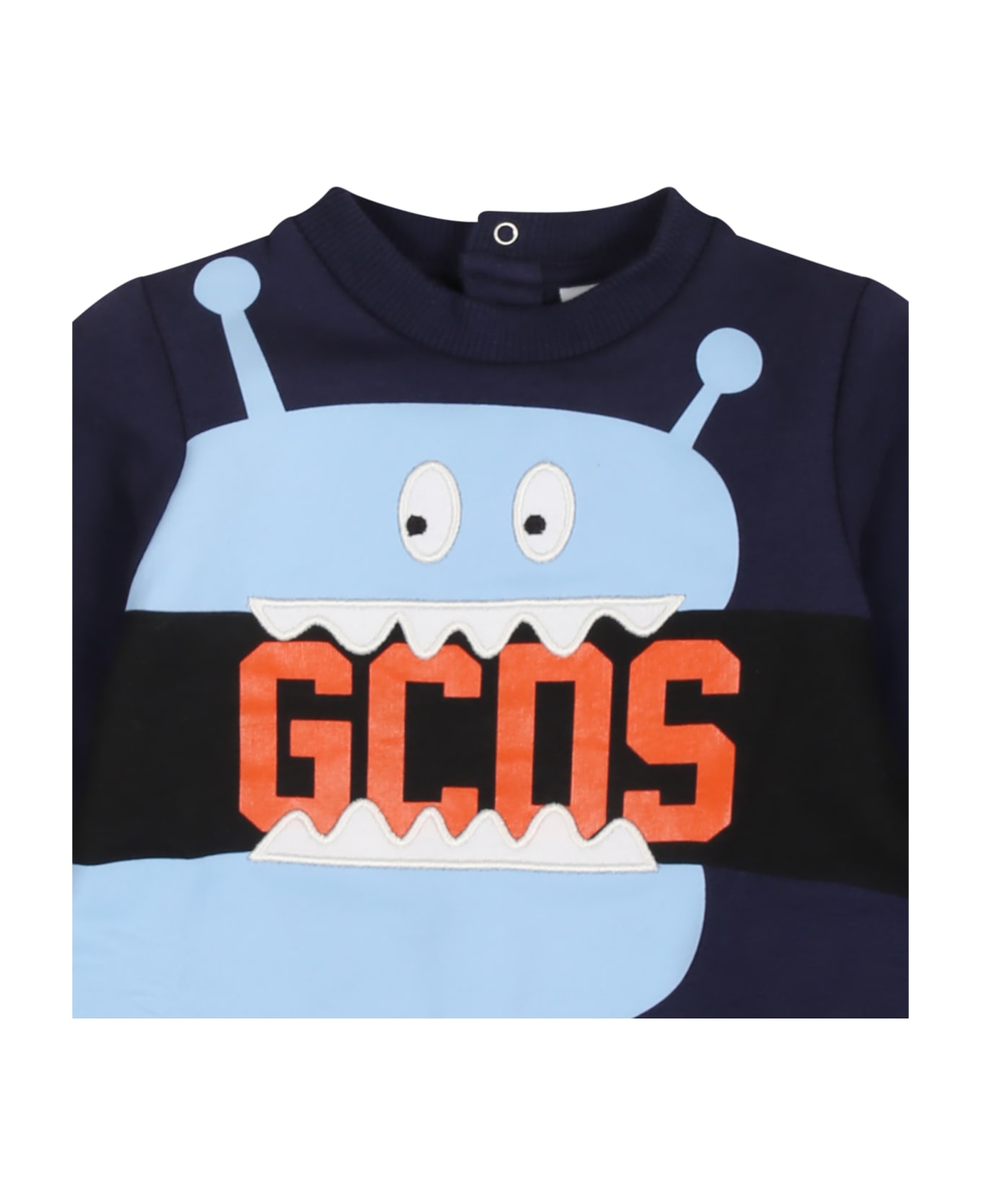 GCDS Mini Blue Baby Grow For Baby Boy With Monster And Logo - Blue ボディスーツ＆セットアップ