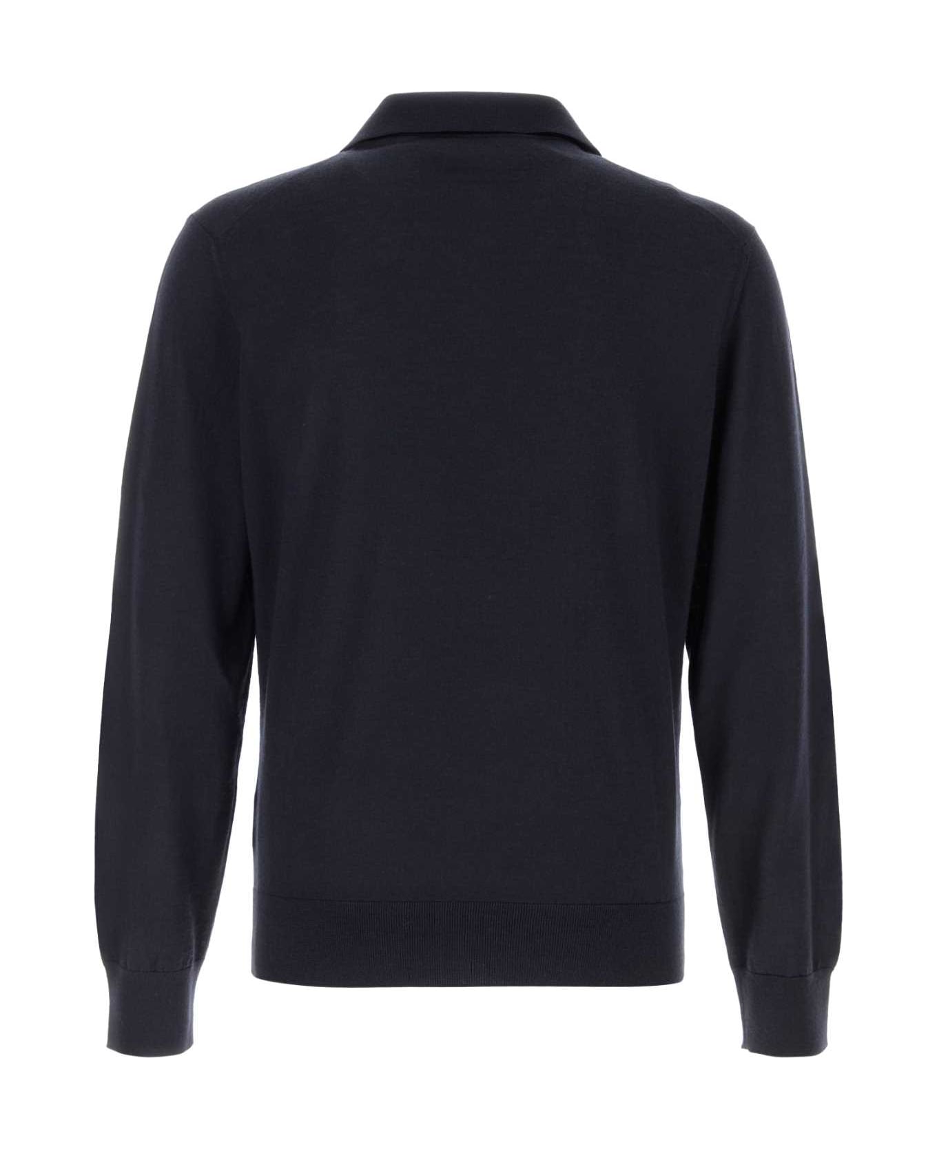 Zegna Midnight Blue Cashmere Blend Polo Shirt - BLUE