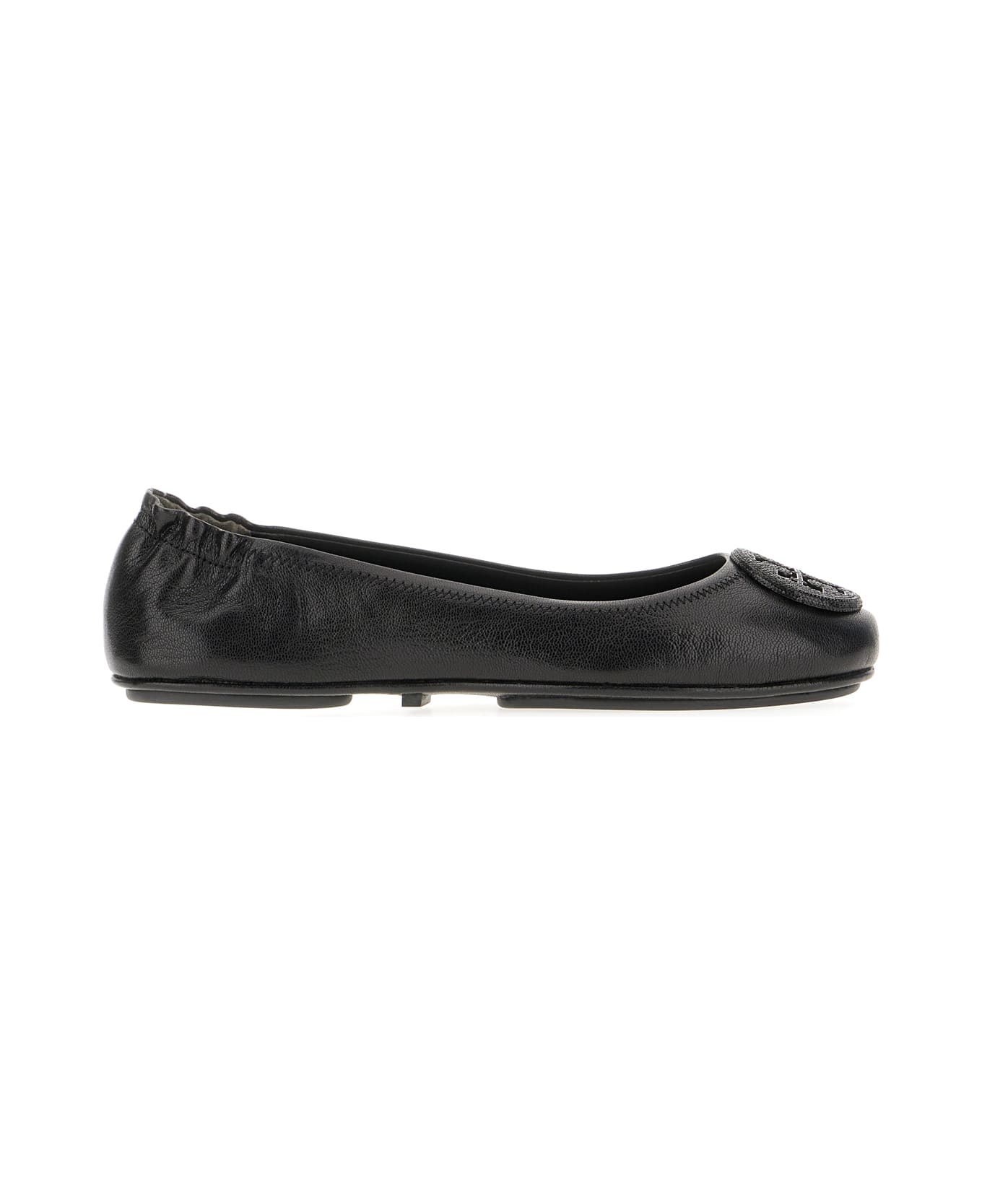 Tory Burch Black Leather Minnie Ballerinas - PERFECT BLACK  JET