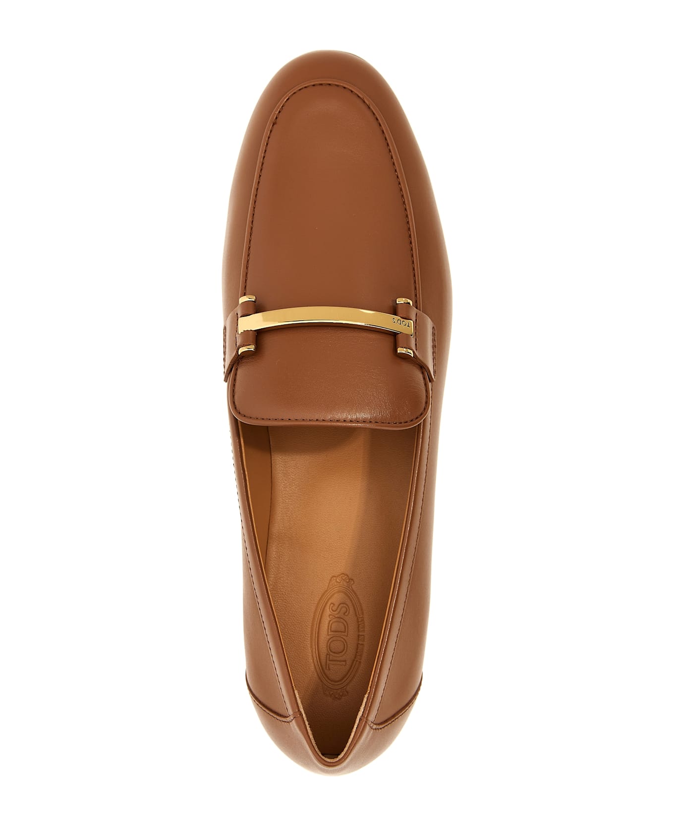 Tod's Brown Loafers With Logo Plaque - Brown