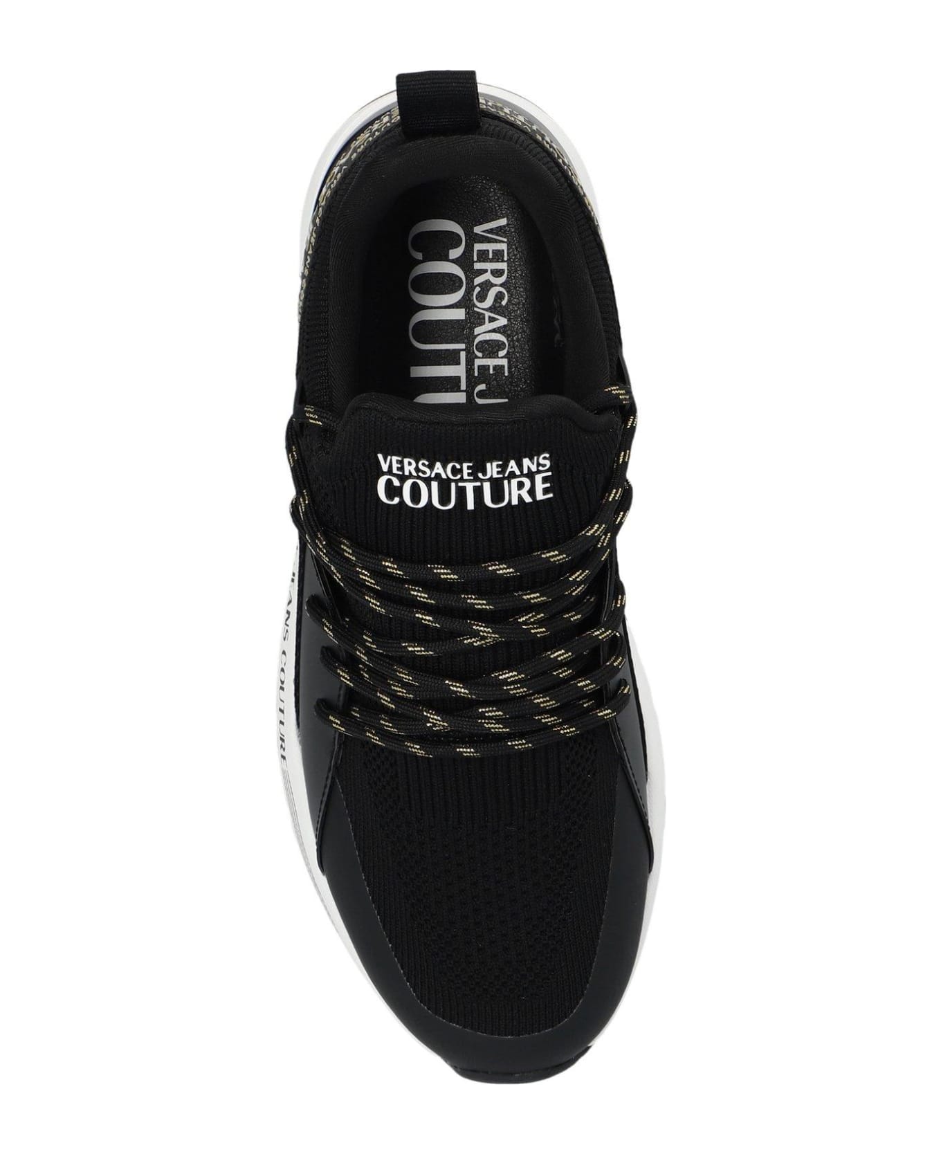 Versace Dynamic Logo-strap Round-toe Sneakers - Black