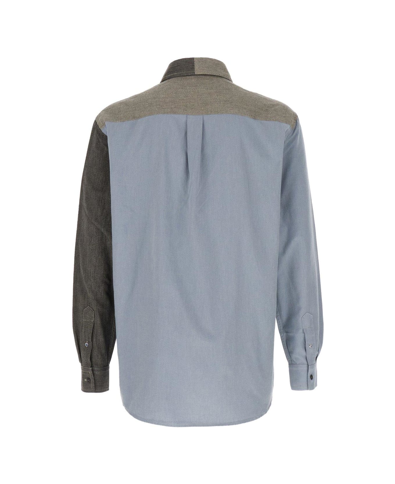 J.W. Anderson Anchor-embroidered Colour-block Patchwork Shirt - Grey/Multicolor