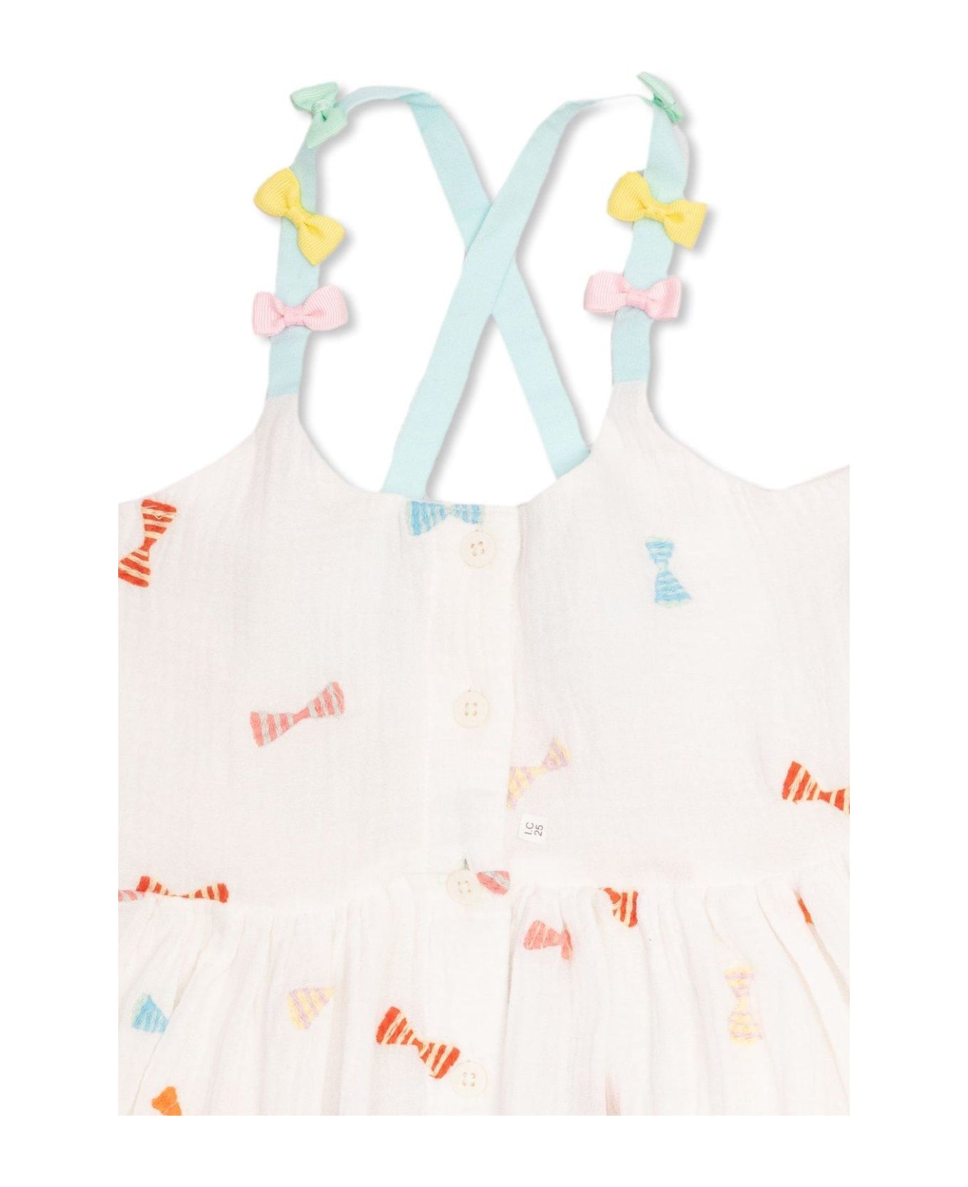 Stella McCartney Kids Bow-detailed Sleeveless Dress - Bianco