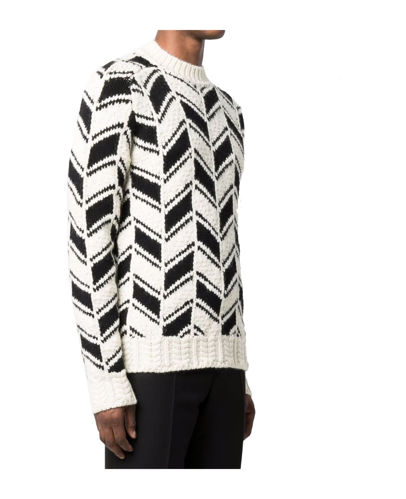 Saint Laurent Chevron Motif Sweater - White ニットウェア
