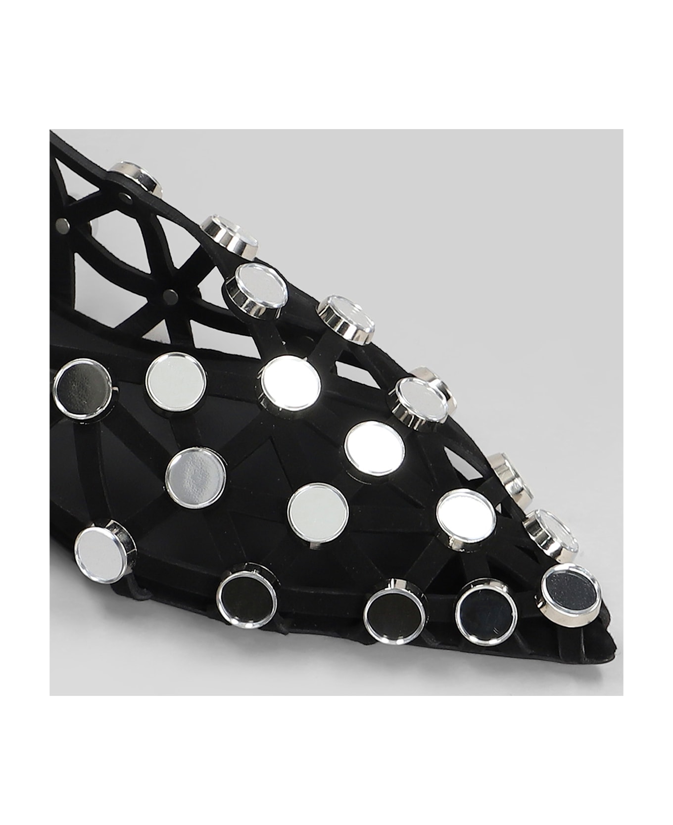 The Attico Grid Flats In Black Leather - black