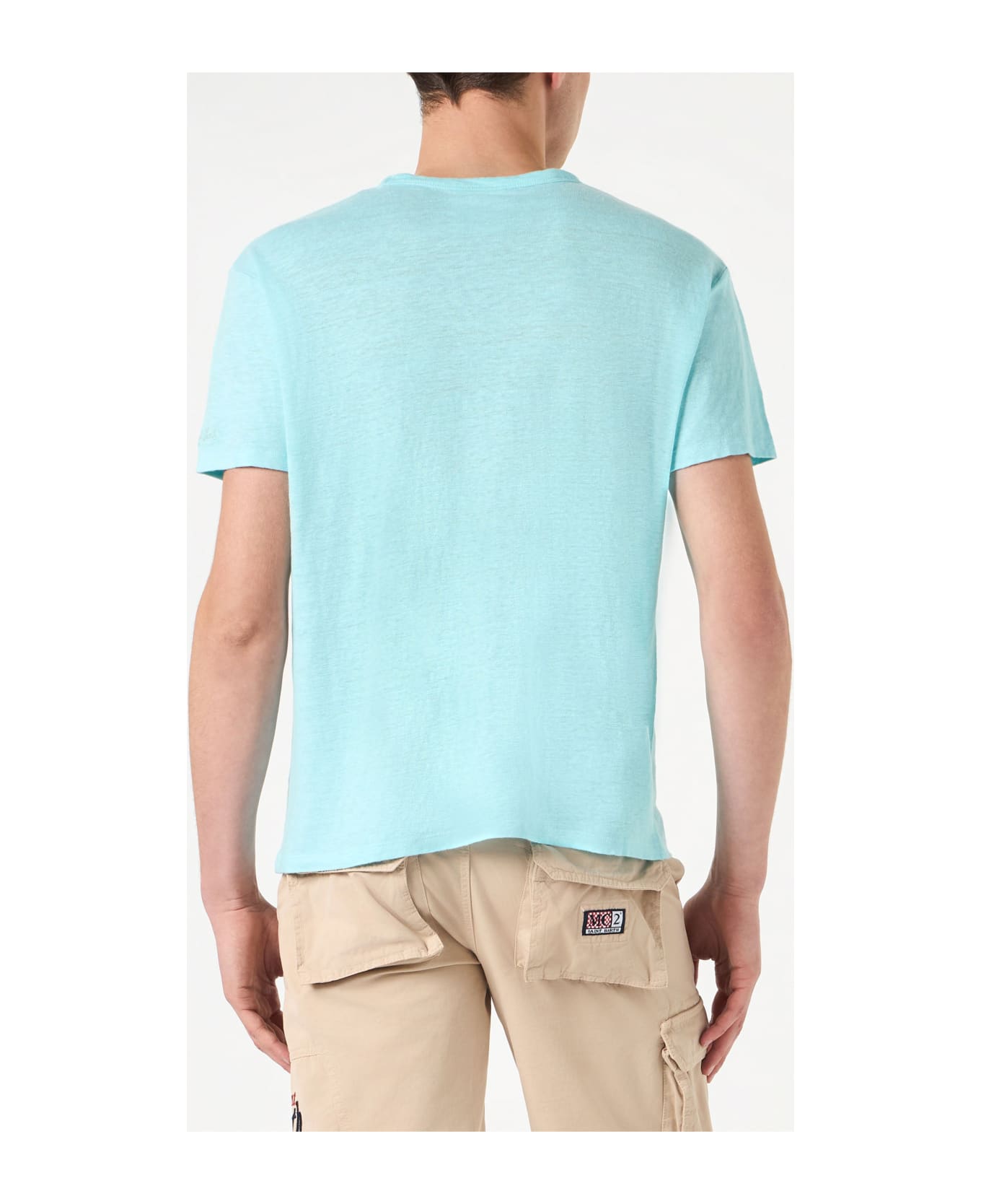 MC2 Saint Barth Man Linen Jersey T-shirt - GREEN
