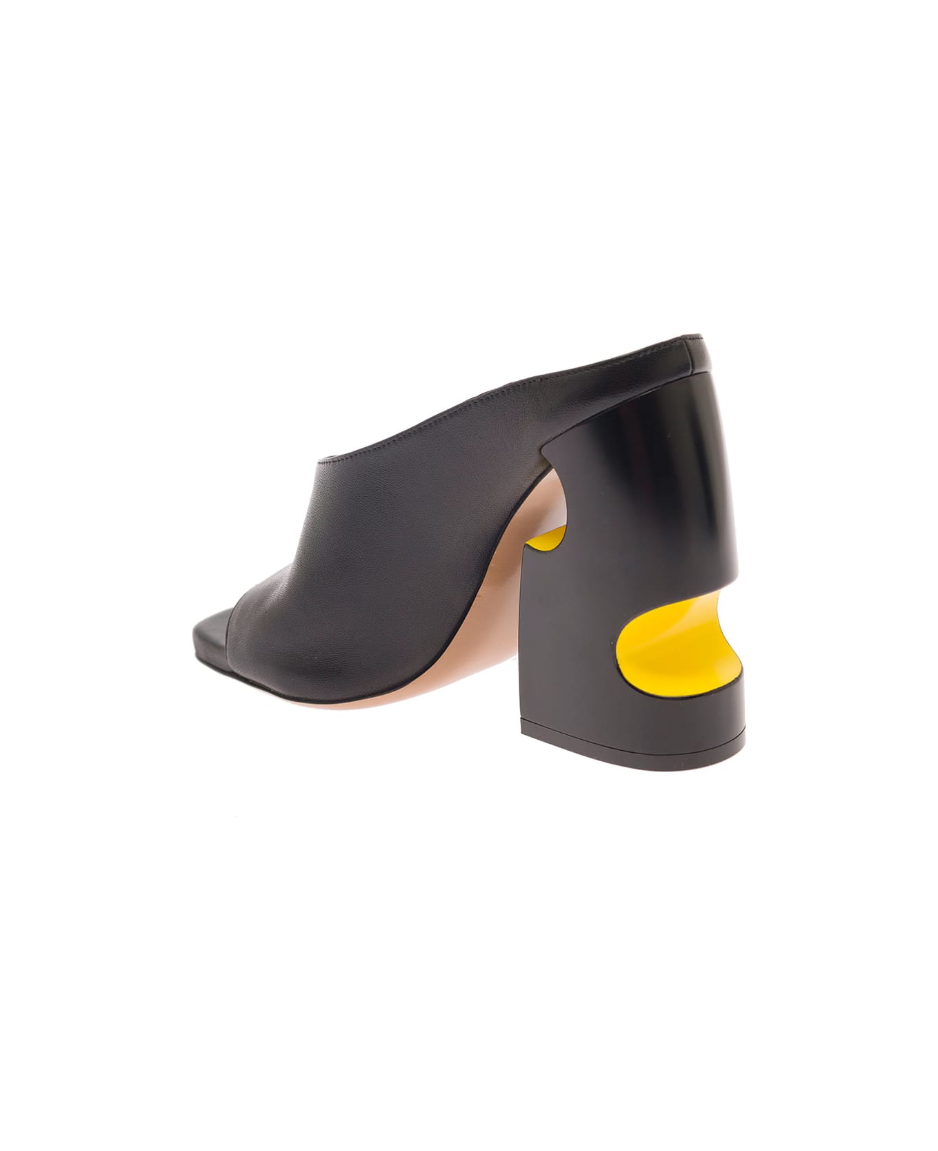 Off-White Pop Meteor Mules In Black Leather Woman - Black