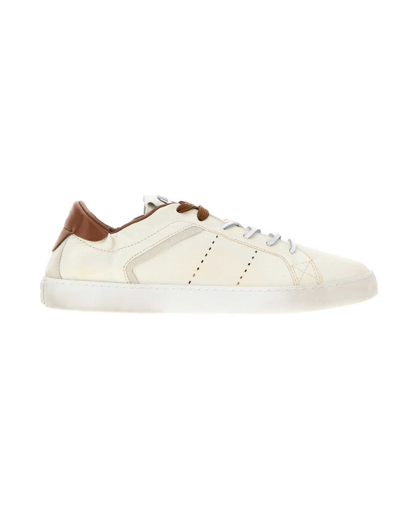 Miu Miu Ivory Leather Sneakers - BIANCOCOGNAC