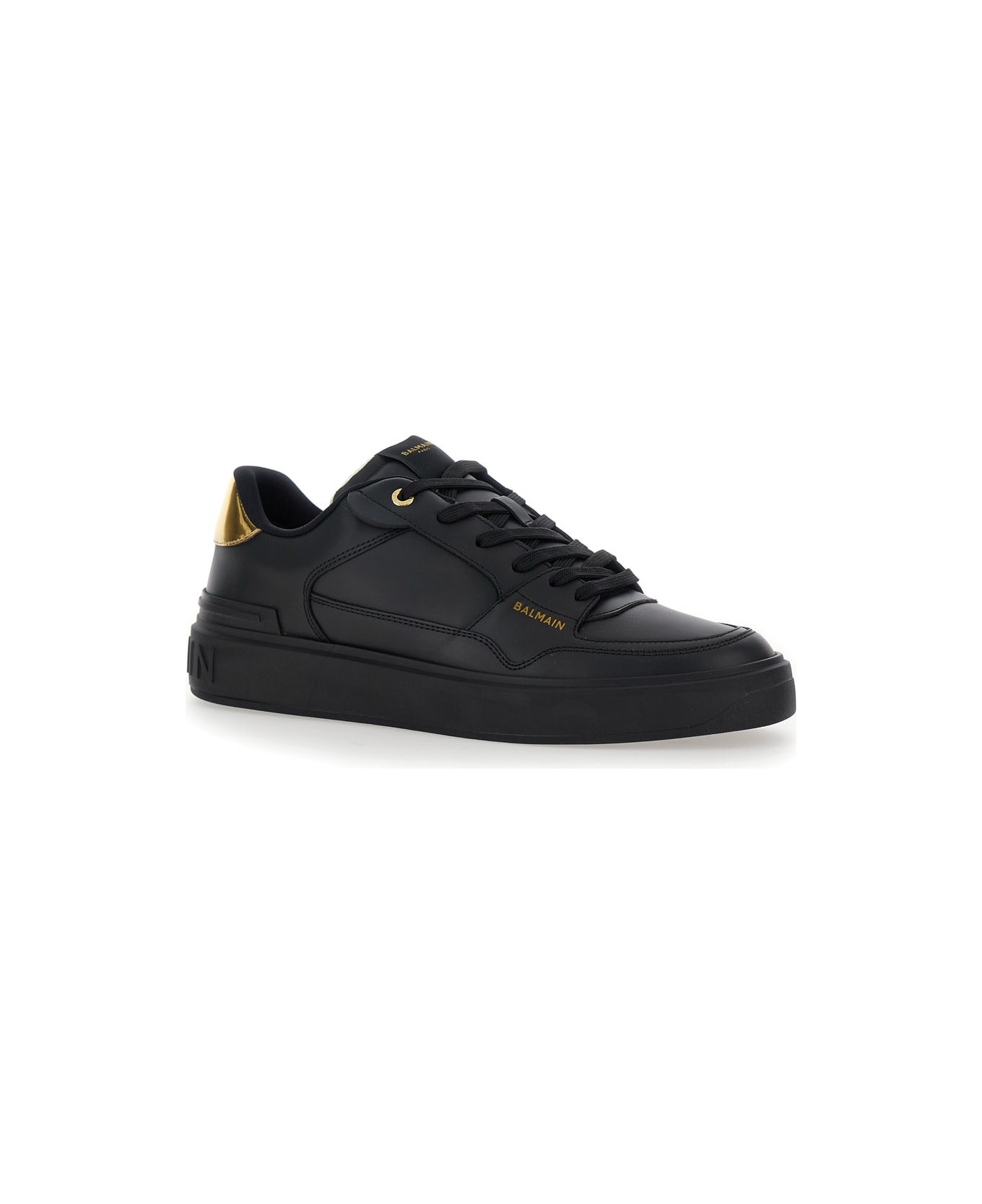 Balmain B-court Flip-calfskin&faux Mirror Lth - Black