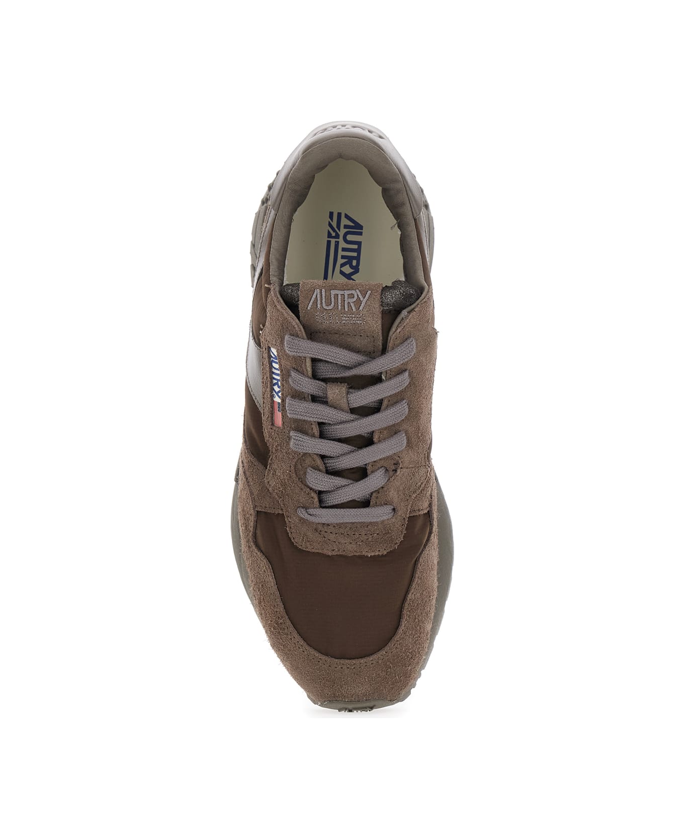 Autry 'reelwind' Brown Low Top Sneakers With Logo Patch Ontongue And Side In Suede Man - Brown