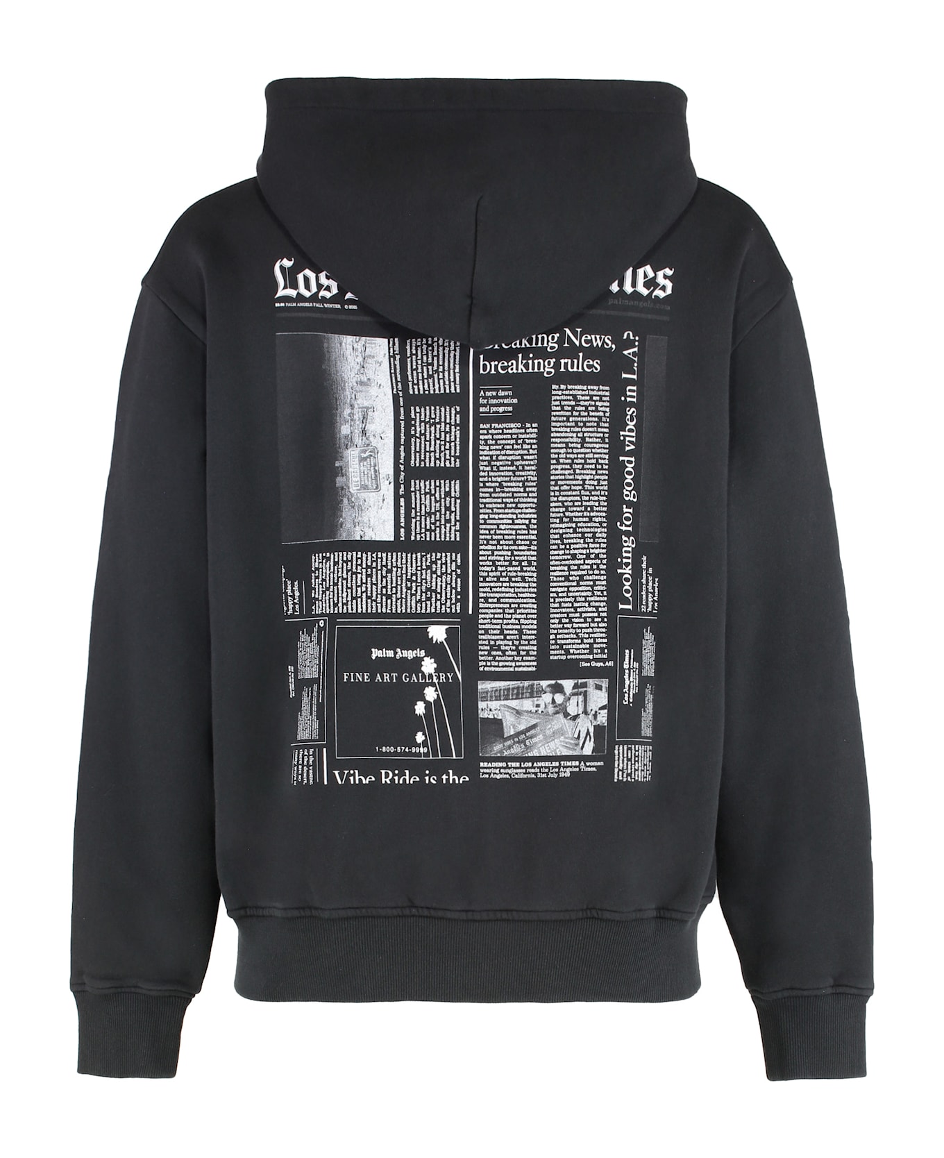 Palm Angels Hooded Full-zip Sweatshirt - black