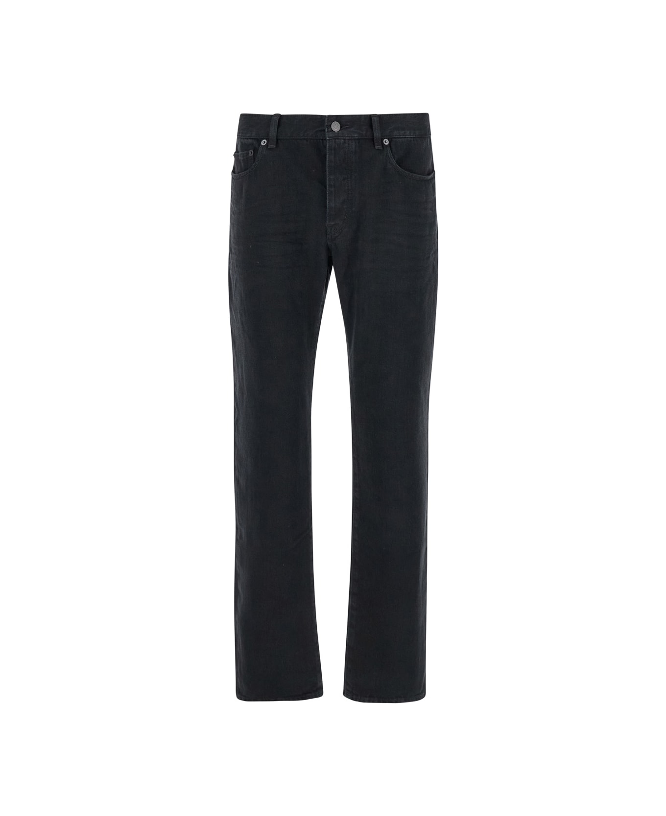 Saint Laurent Black Slim Jeans With Logo Patch In Denim Man - Black