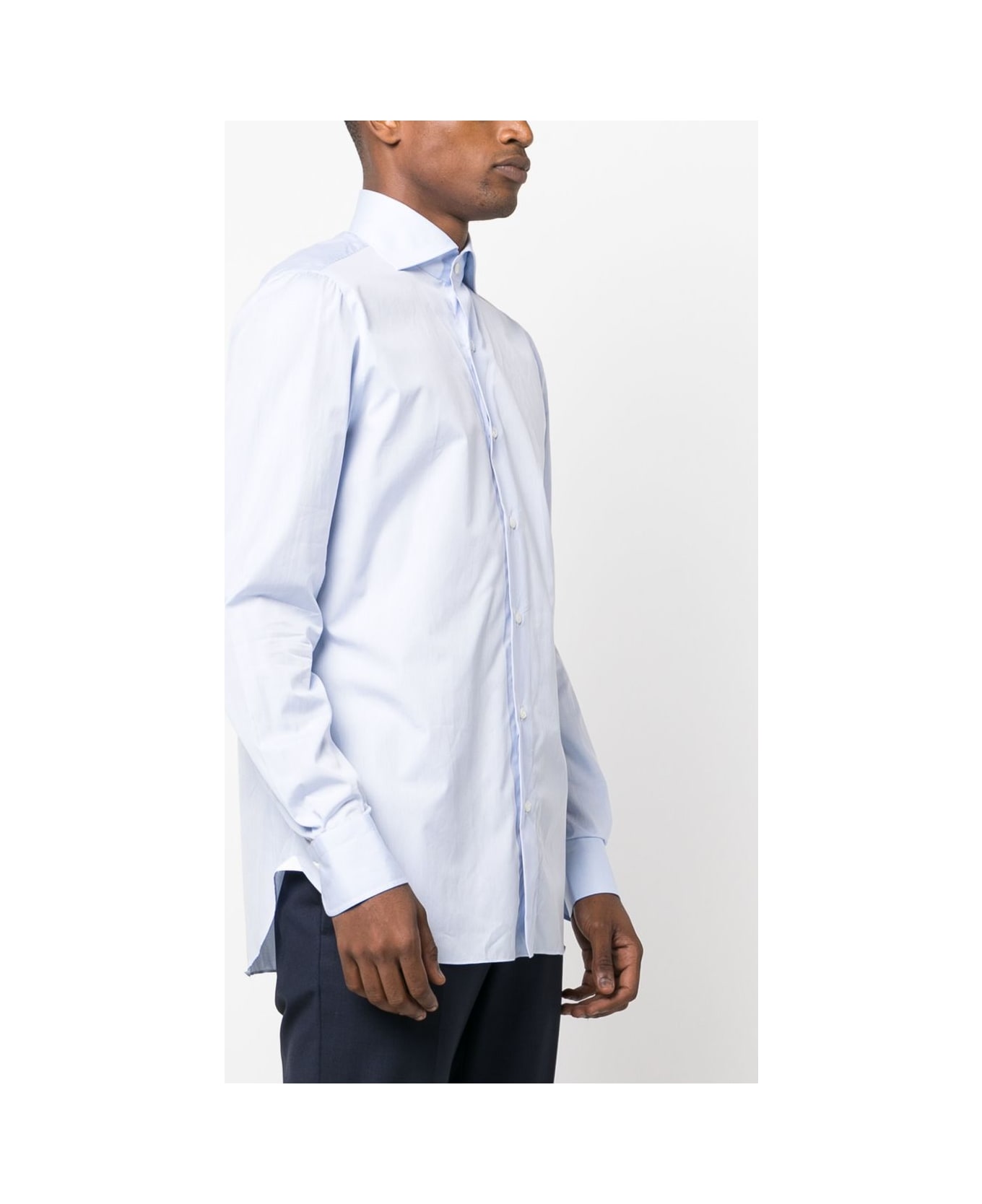 Finamore Napoli Cotton Shirt - Clear Blue